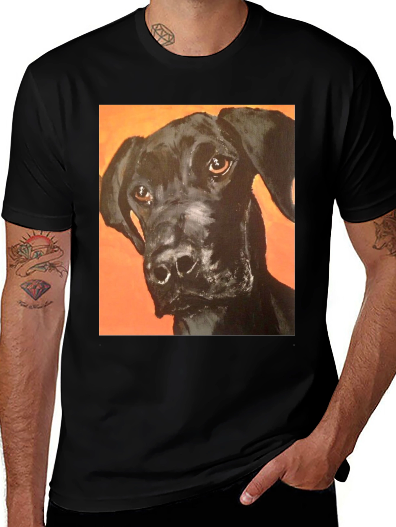Variant 20 of Black Dog Portrait Graphic Tee - Unisex Casual Shirt