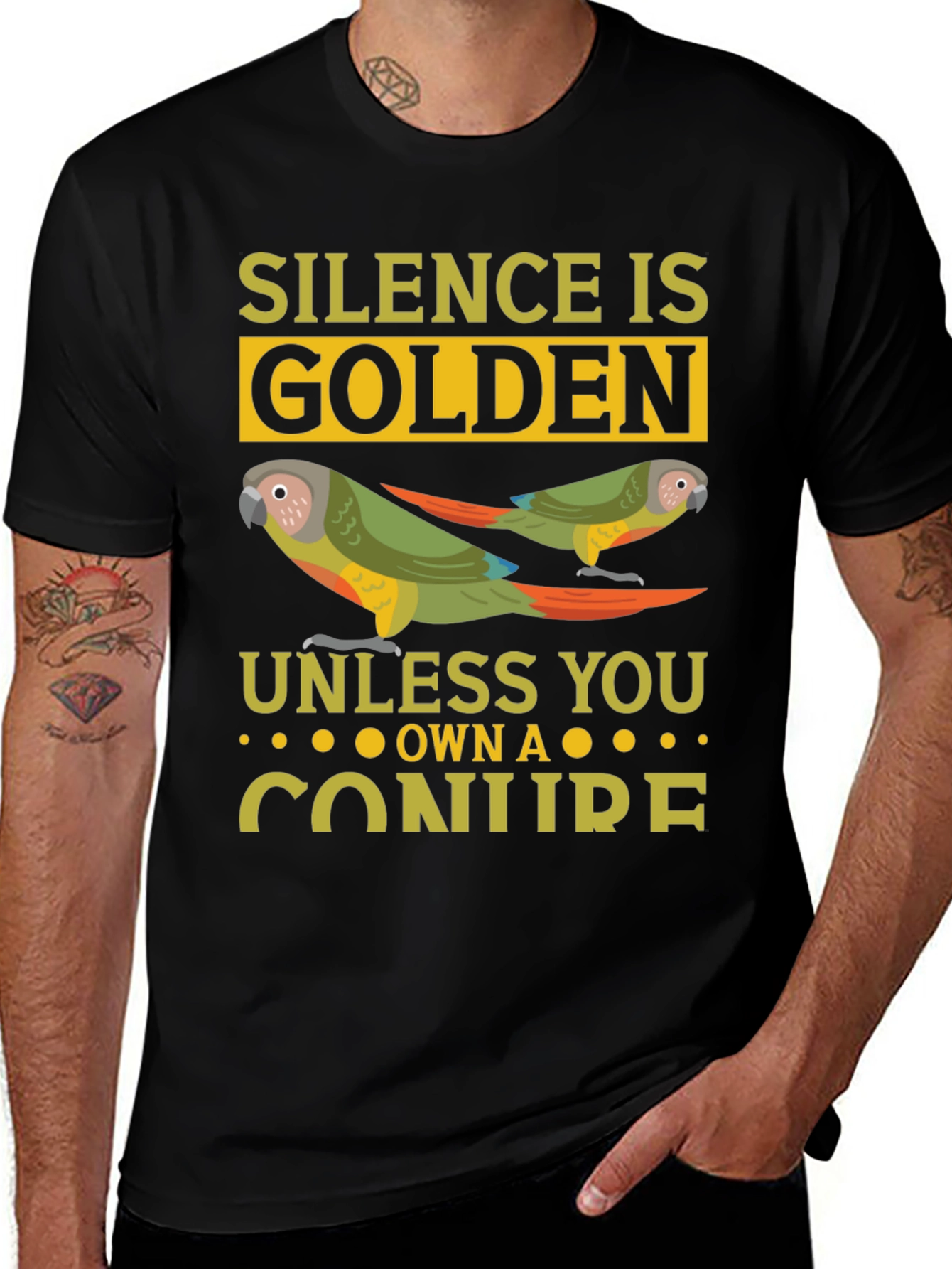 Silence is Golden Conure Parrot T-Shirt