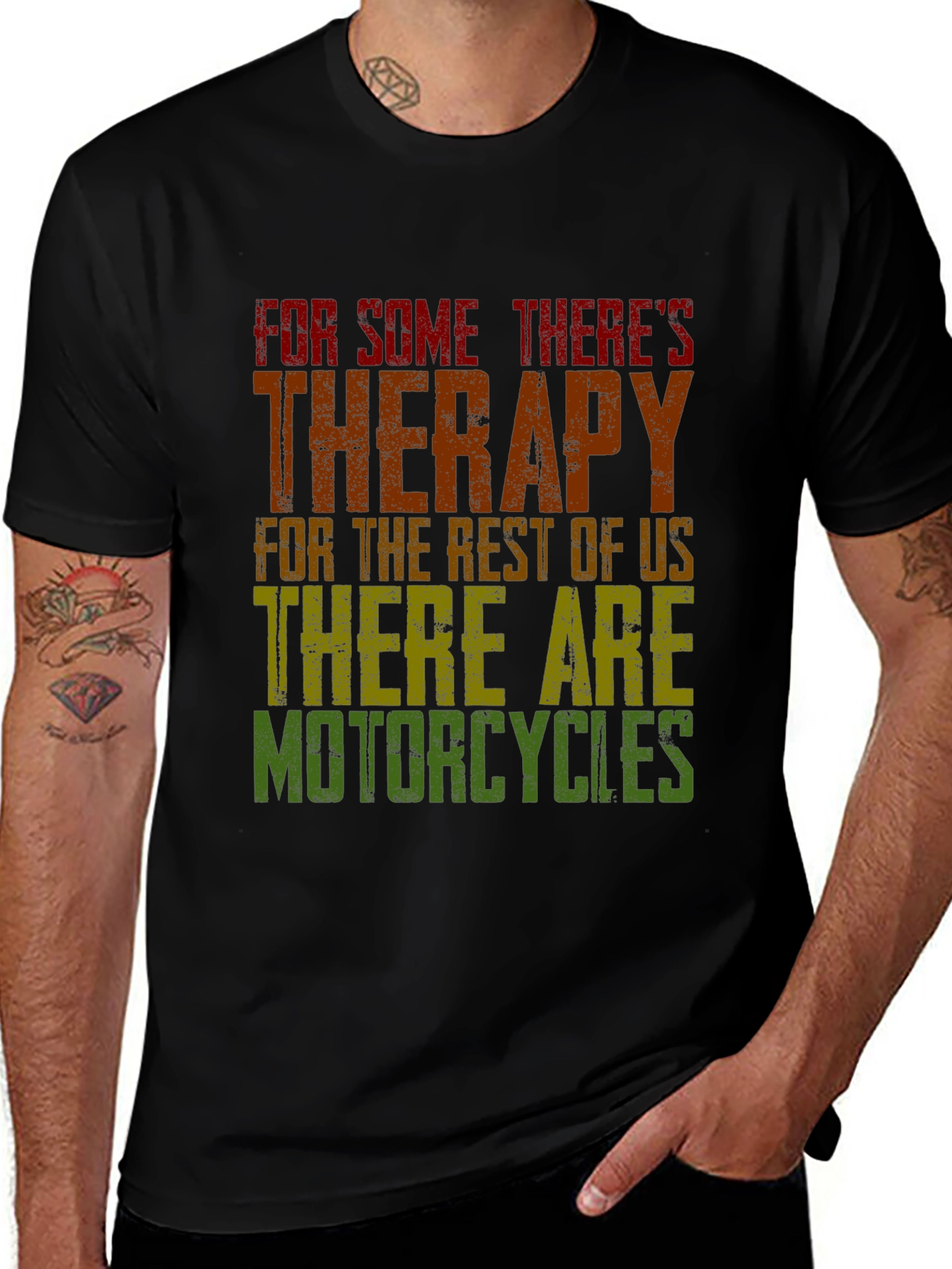 Variant 12 of Motorcycle Therapy Graphic Tee - Black Cotton Blend