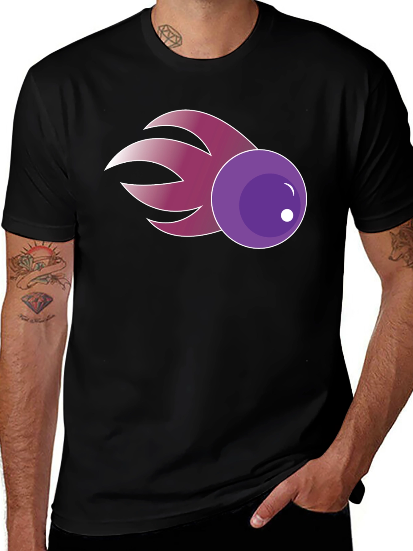 Variant 9 of Purple Comet Graphic Tee - Casual Cotton Blend Shirt