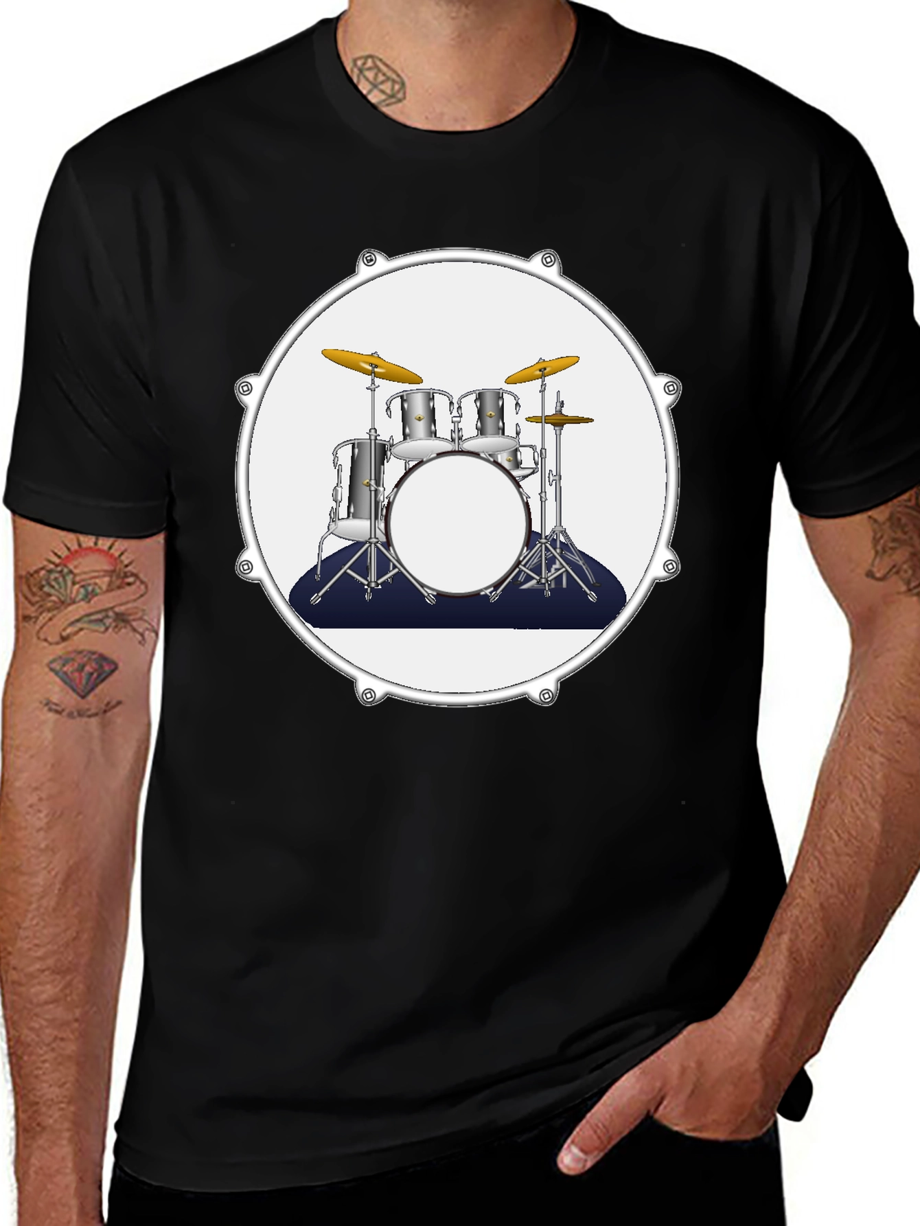 Variant 11 of Drum Kit Graphic Tee - Musician Style T-Shirt