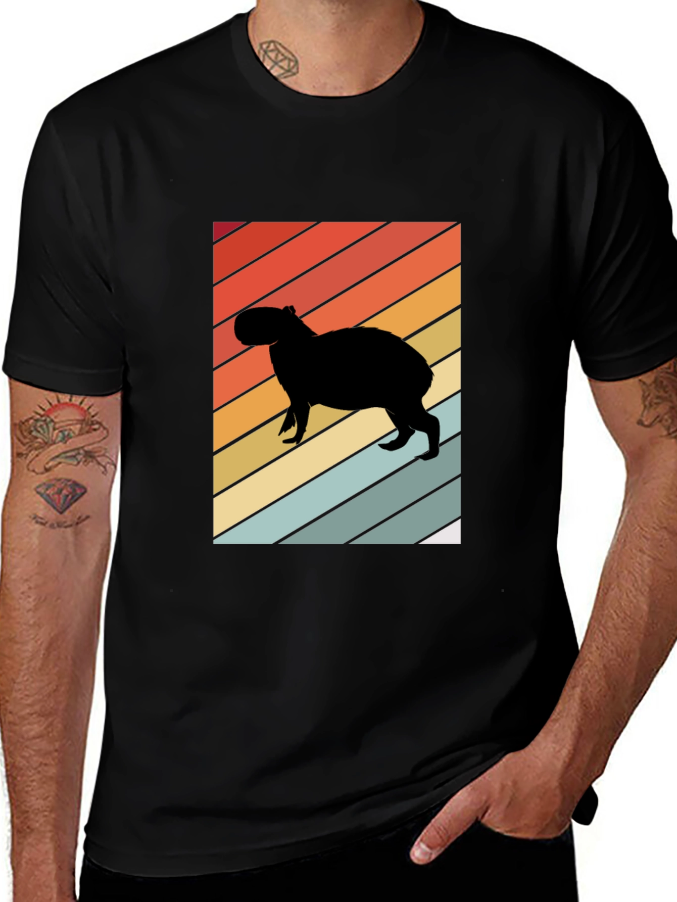 Variant 21 of Retro Capybara Silhouette Graphic Tee - Unisex