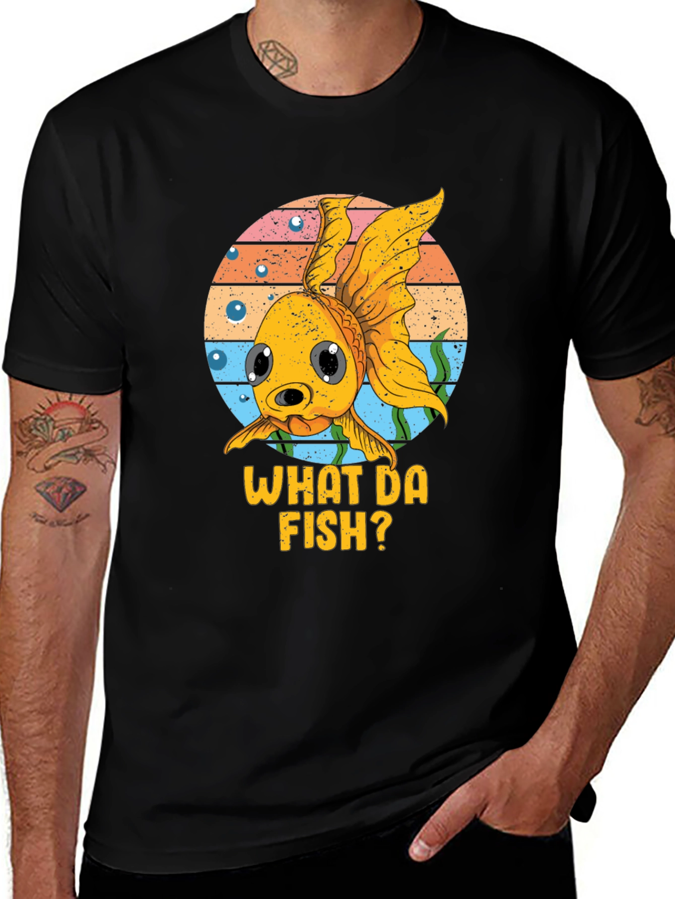 Variant 25 of What Da Fish? Graphic T-Shirt - Black