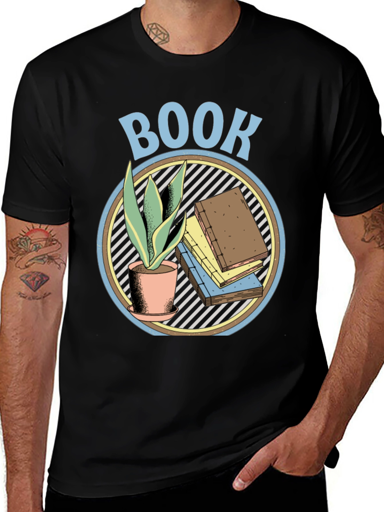 Variant 24 of Book Lover Graphic T-Shirt - Plant & Book Design