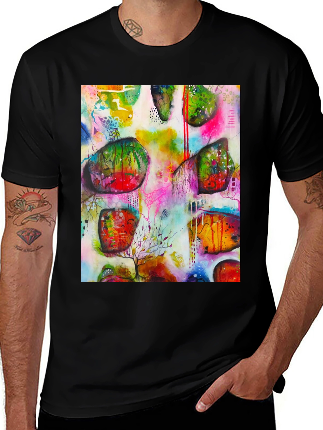 Variant 12 of Abstract Art Print Men's Black T-Shirt