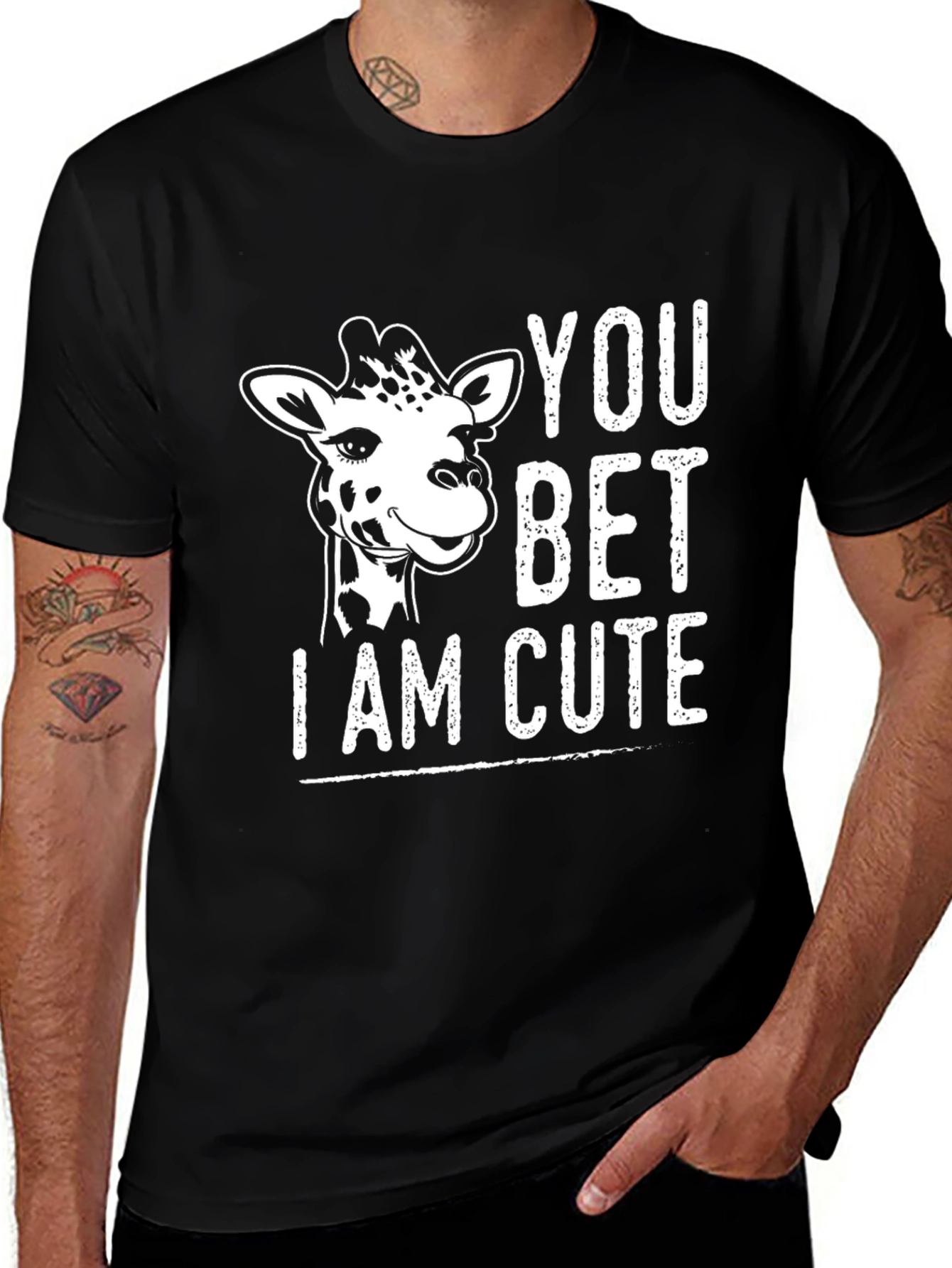 Variant 29 of Cute Giraffe Graphic Tee - You Bet I Am Cute T-Shirt