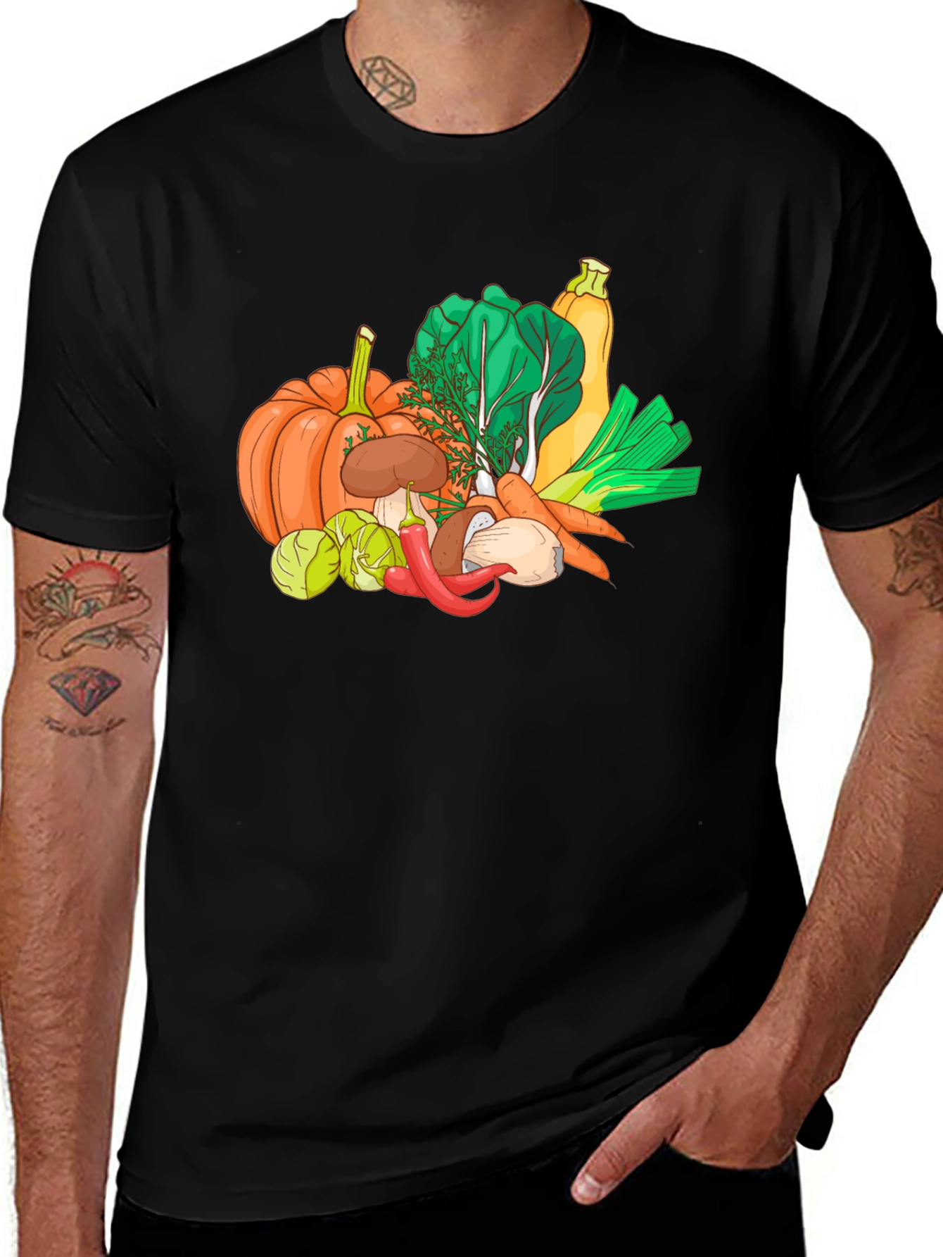 Vegetable Harvest Graphic Tee - Black Unisex T-Shirt