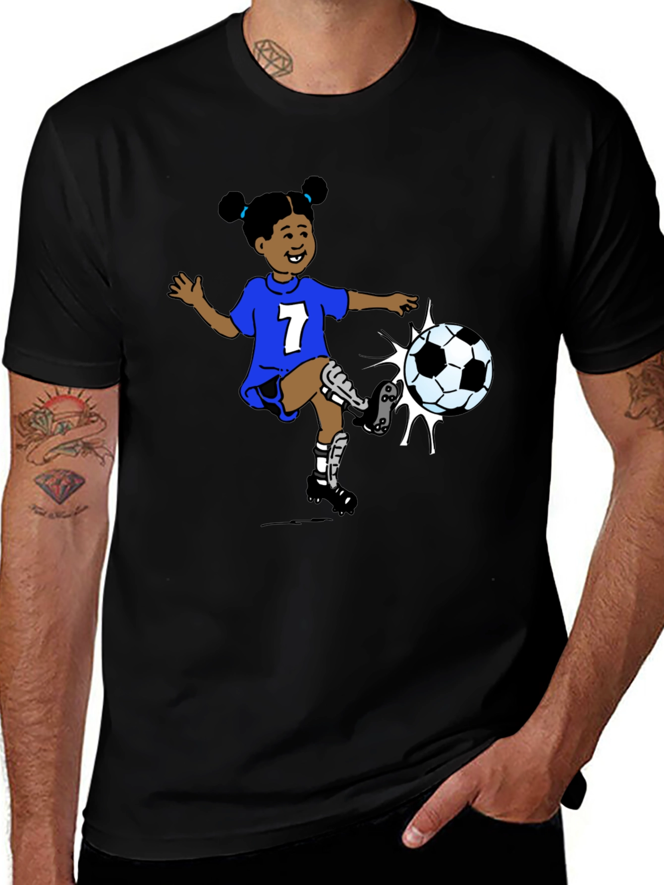 Girl Soccer Player Black T-Shirt