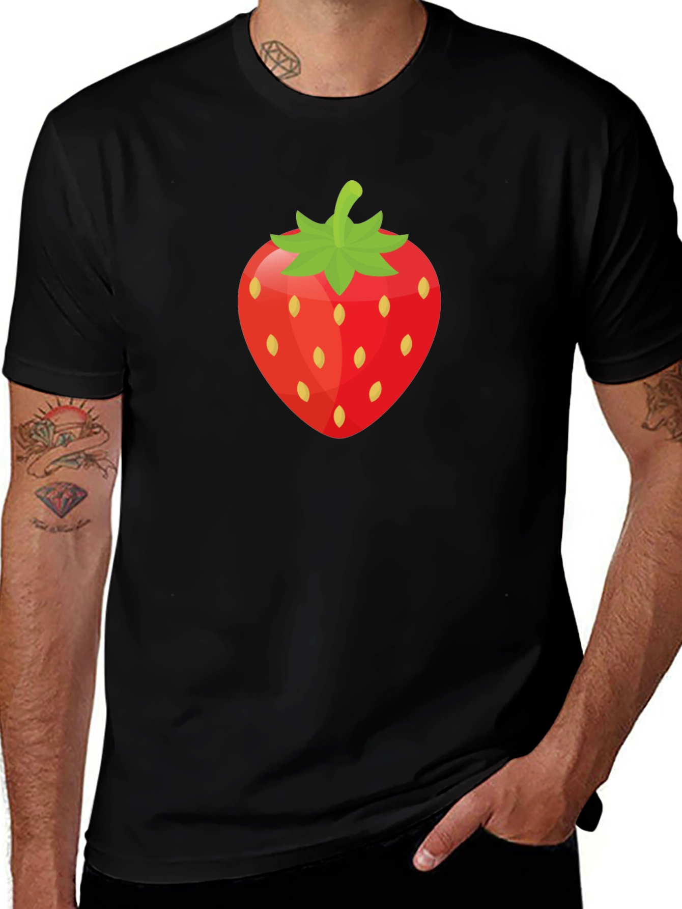 Variant 24 of Strawberry Graphic Tee - Black Unisex T-Shirt