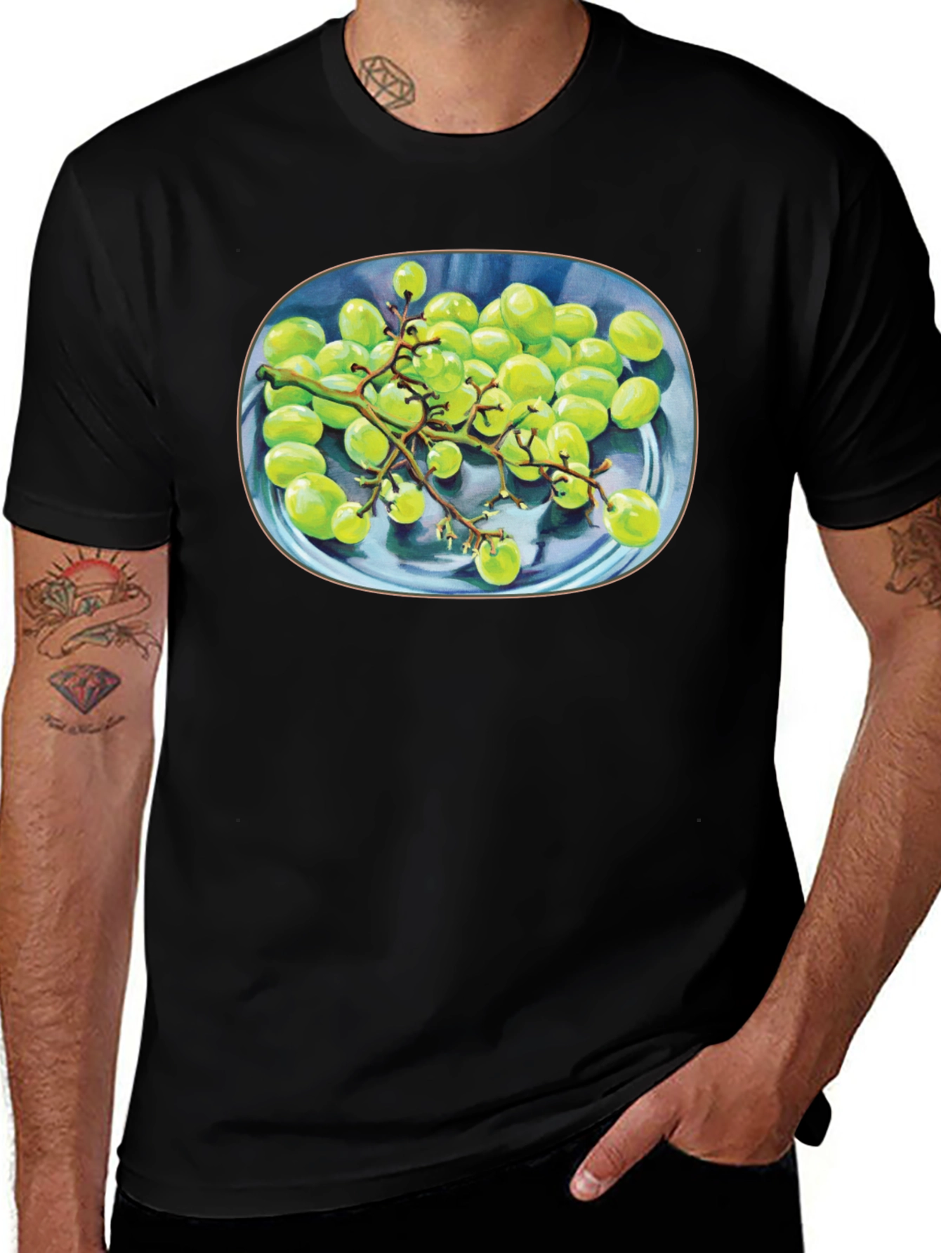 Variant 27 of Green Grapes Graphic Tee - Unique Fruit Design Shirt