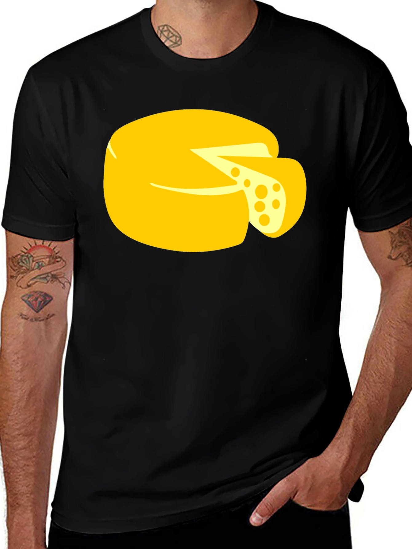Variant 26 of Cheese Lover T-Shirt - Black Cotton Tee