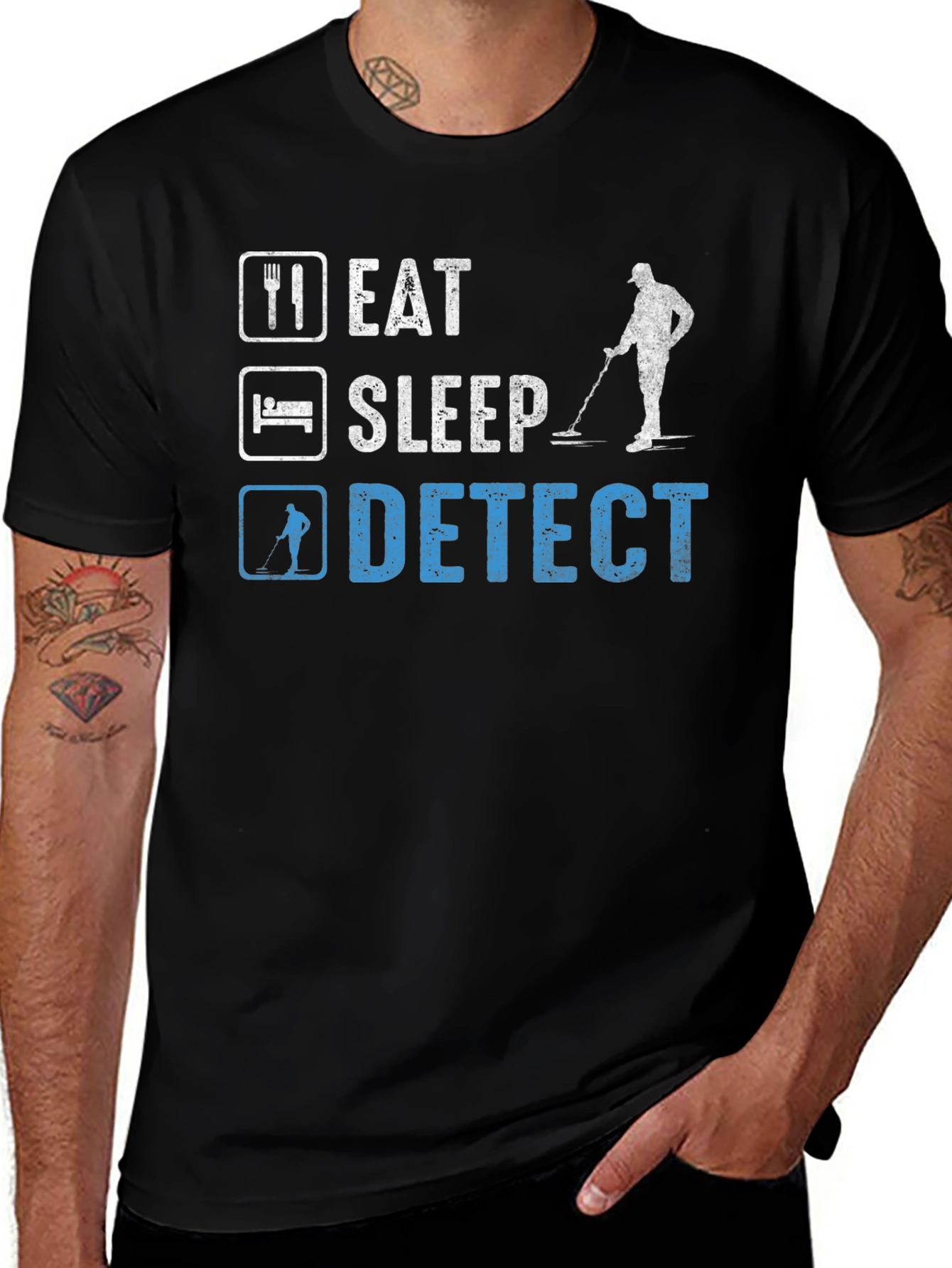 Variant 26 of Eat Sleep Detect T-Shirt Metal Detecting Hobby Tee