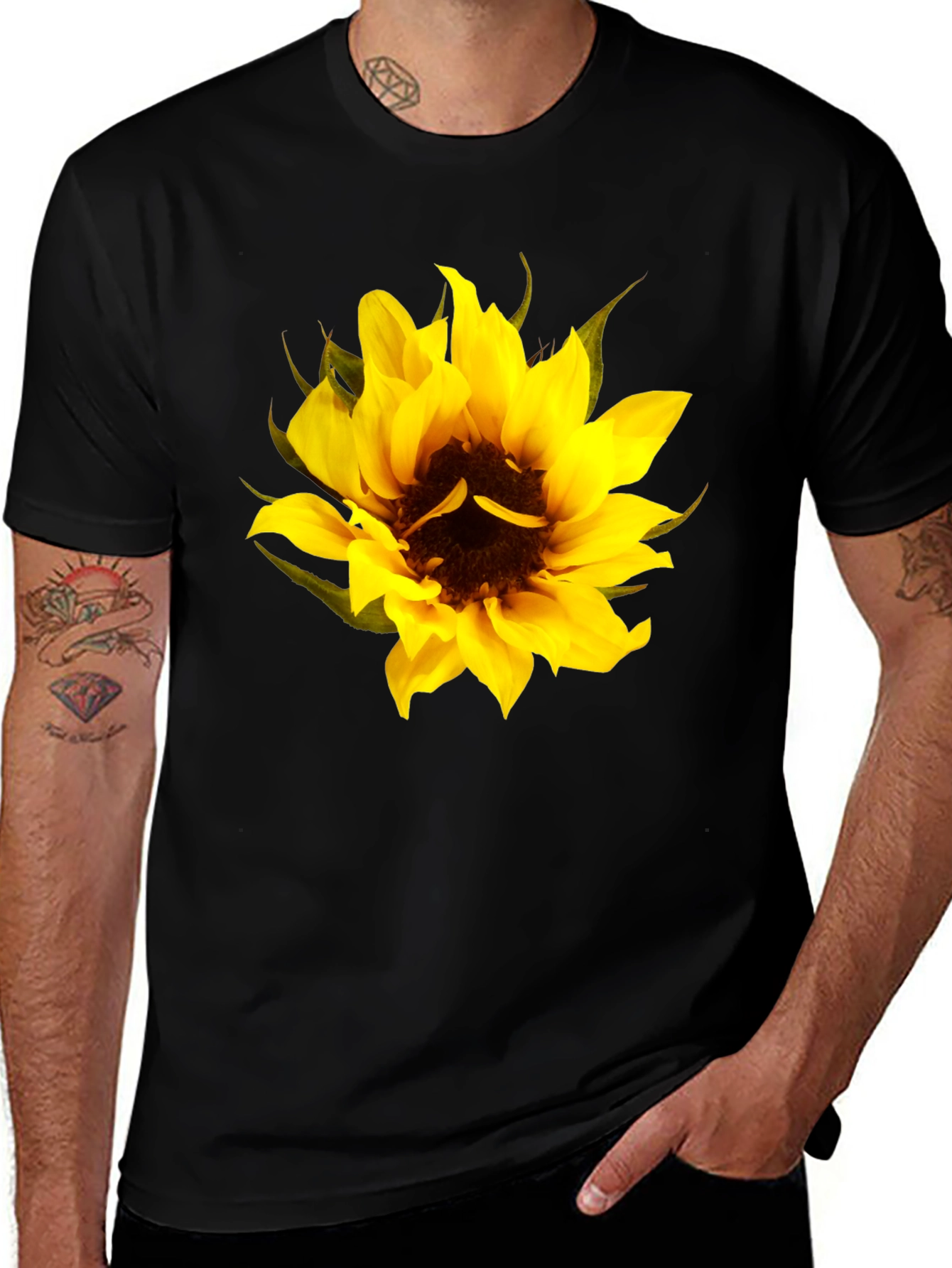 Variant 2 of Sunflower Graphic Tee - Men's Black T-Shirt