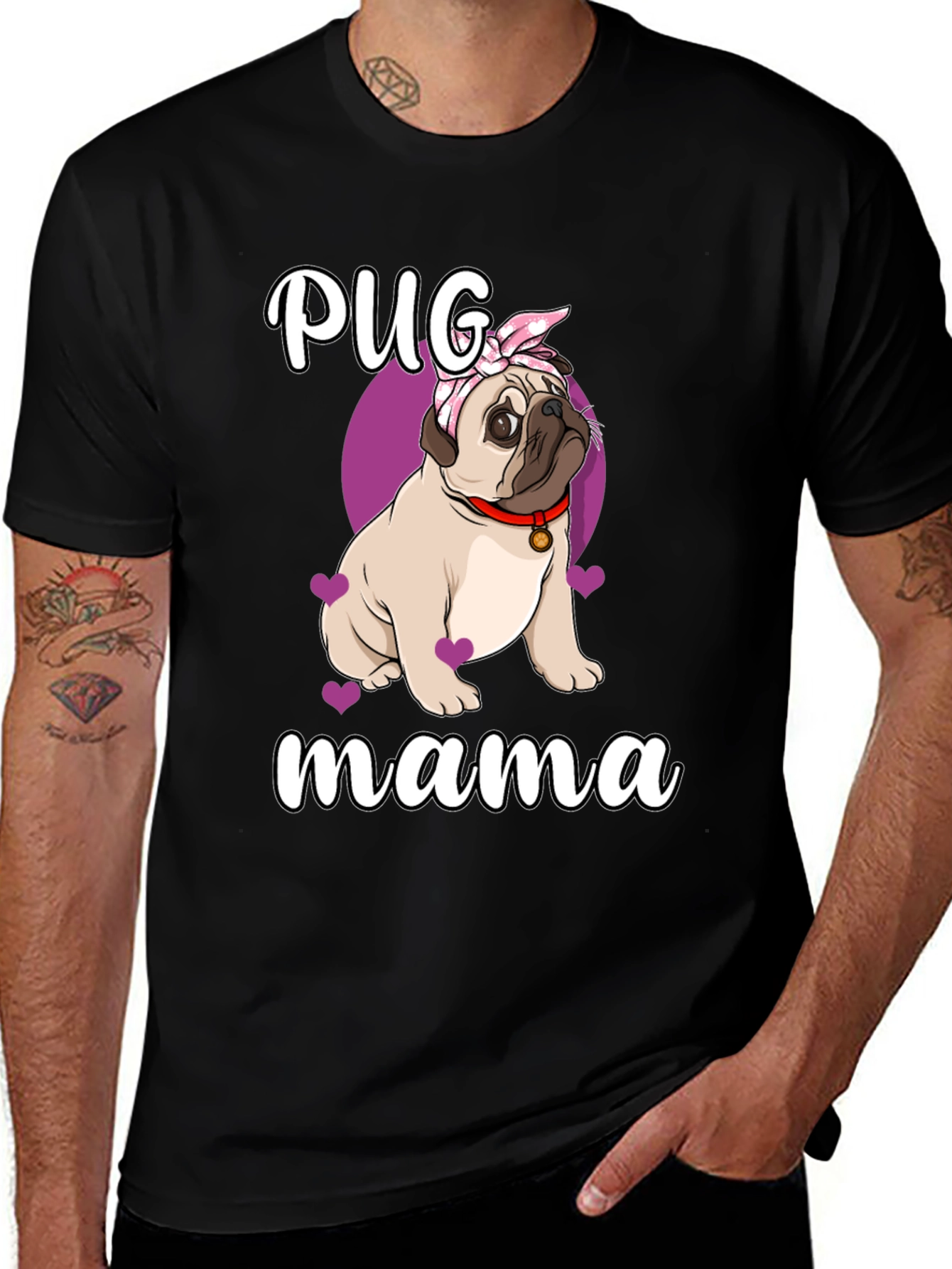 Pug Mama Black T-Shirt - Dog Lover Gift