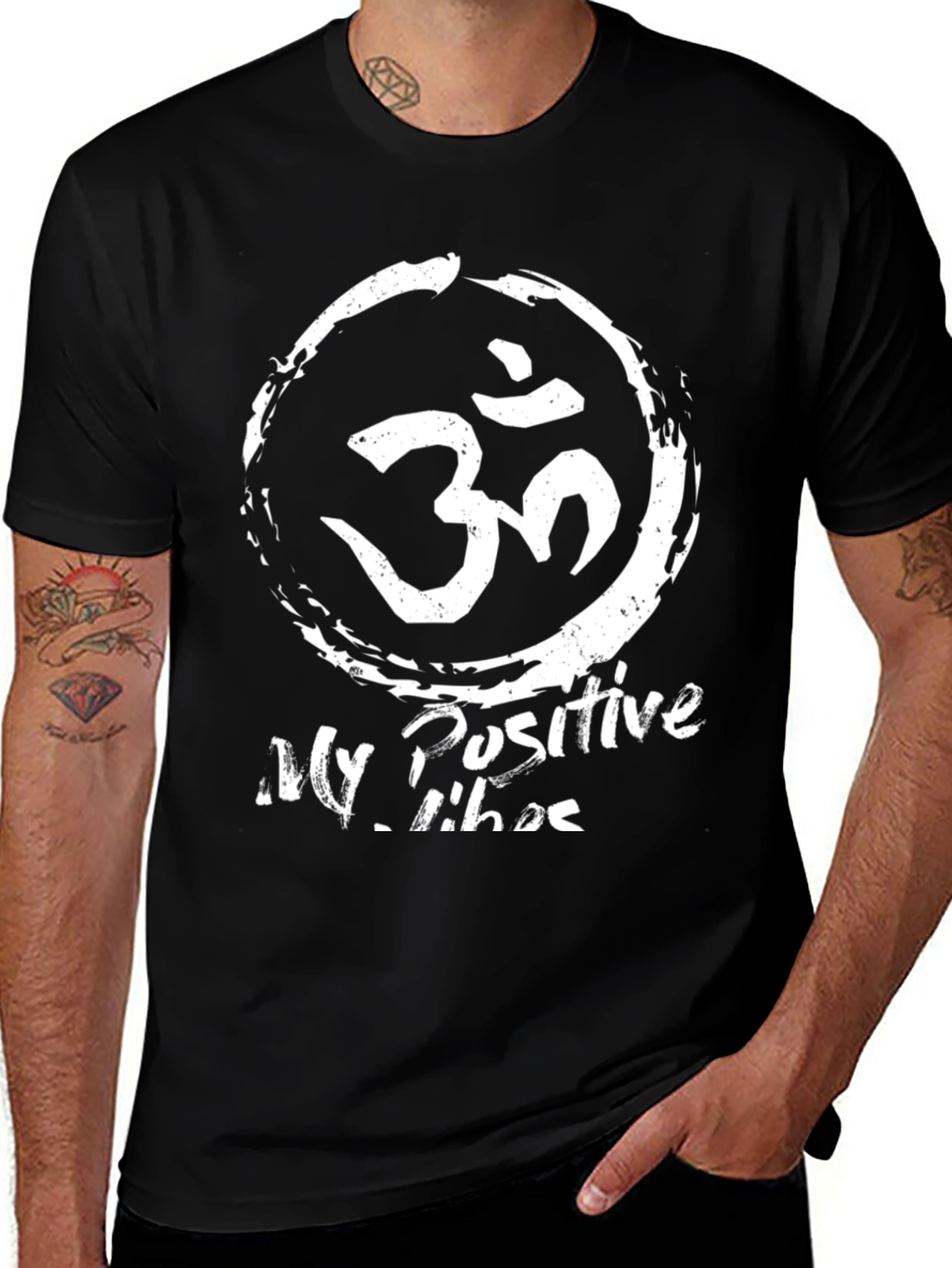 Variant 21 of Men's Black 'My Positive Vibes' Graphic Tee