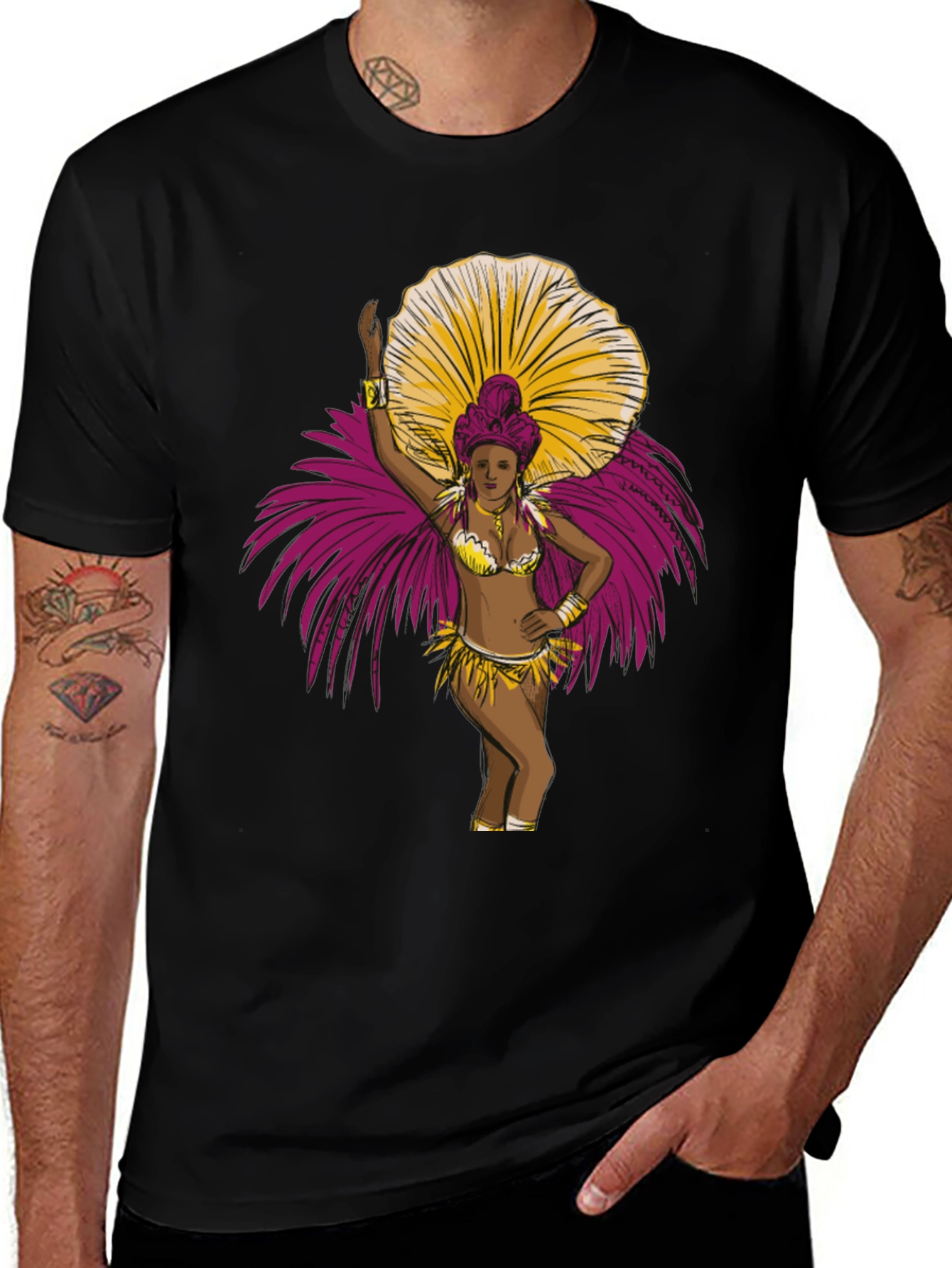 Variant 25 of Carnival Dancer Graphic T-Shirt - Bold Black Tee