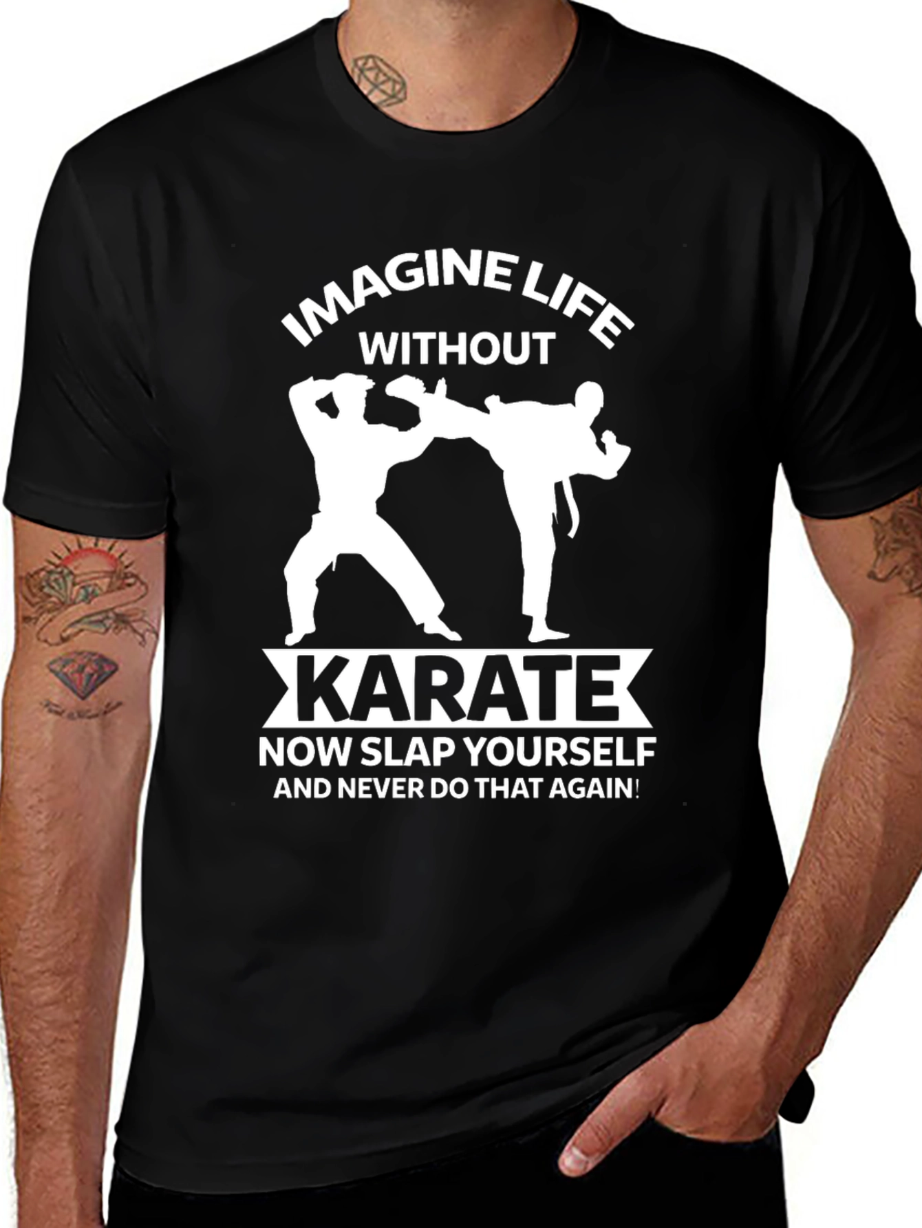 Variant 18 of Imagine Life Without Karate T-Shirt Funny Martial Arts Tee