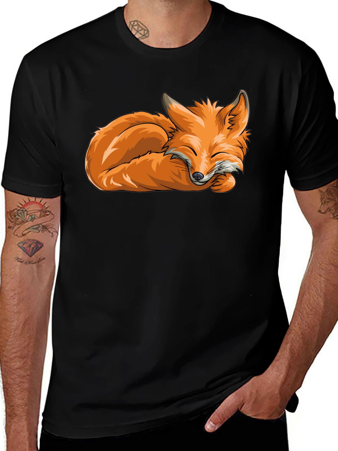 Variant 9 of Fox Graphic T-Shirt - Cute Sleeping Fox Design