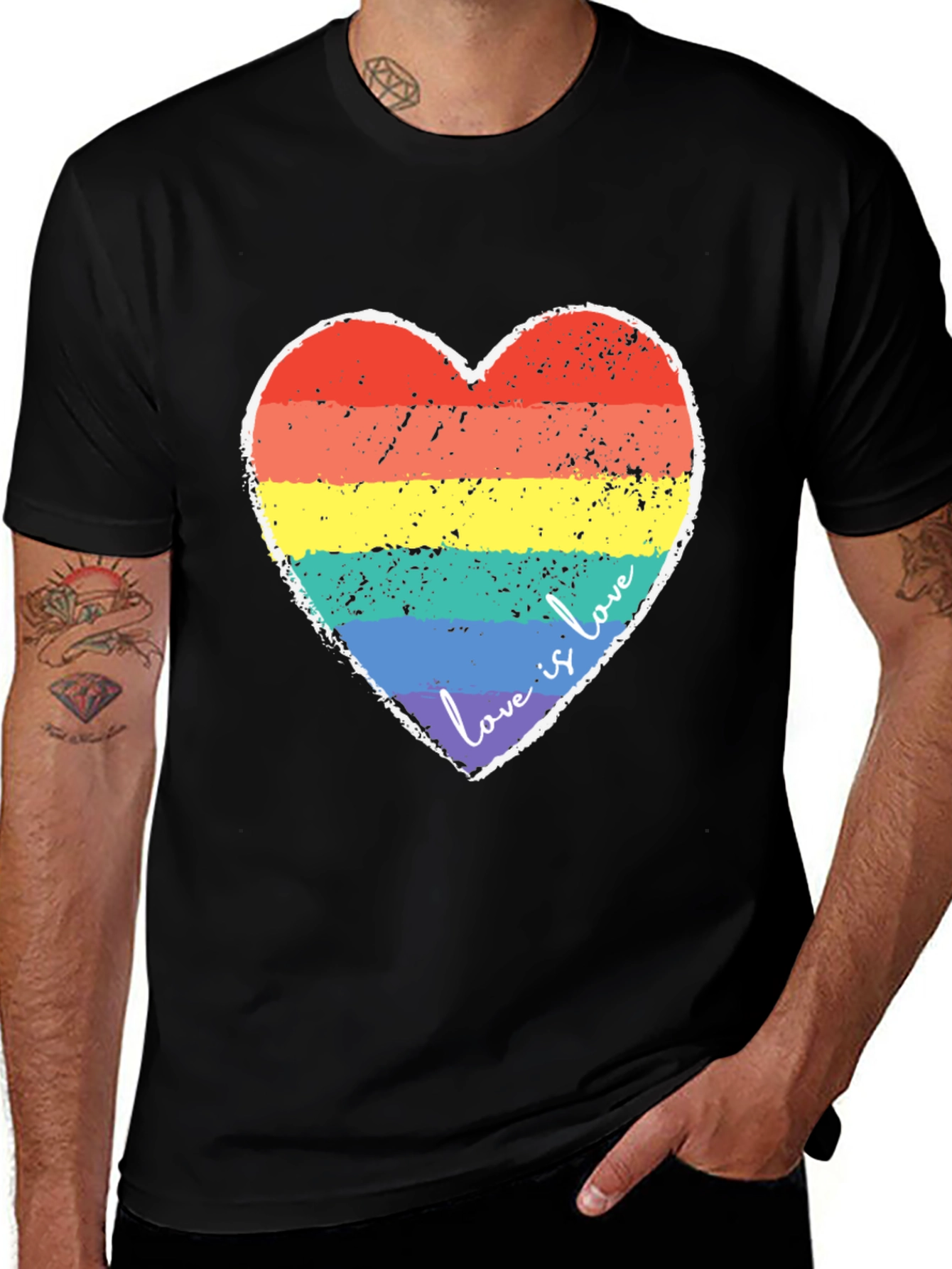 Love Is Love Rainbow Heart Graphic Tee