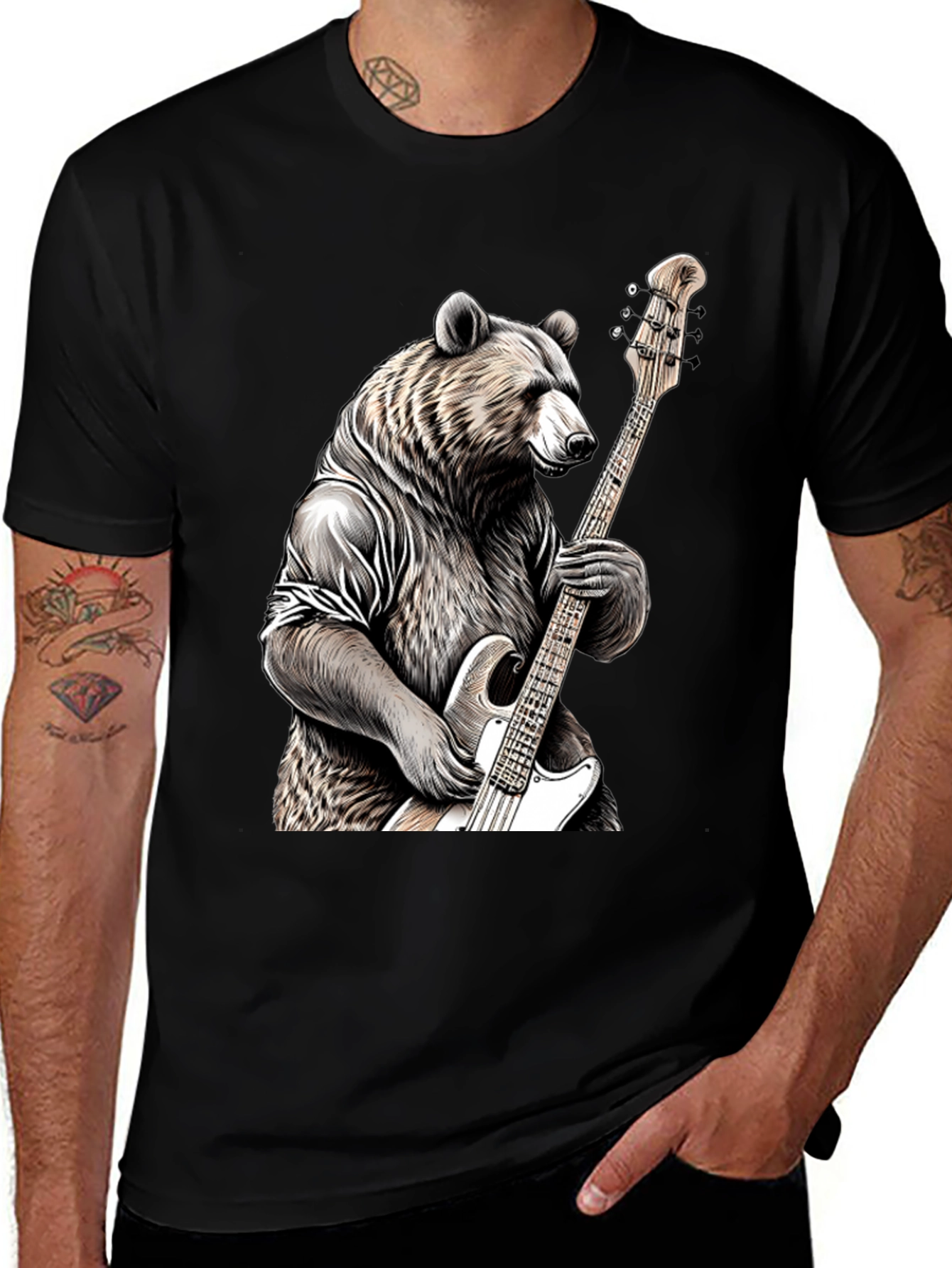 Variant 11 of Bear Bass Guitar Player Graphic T-Shirt