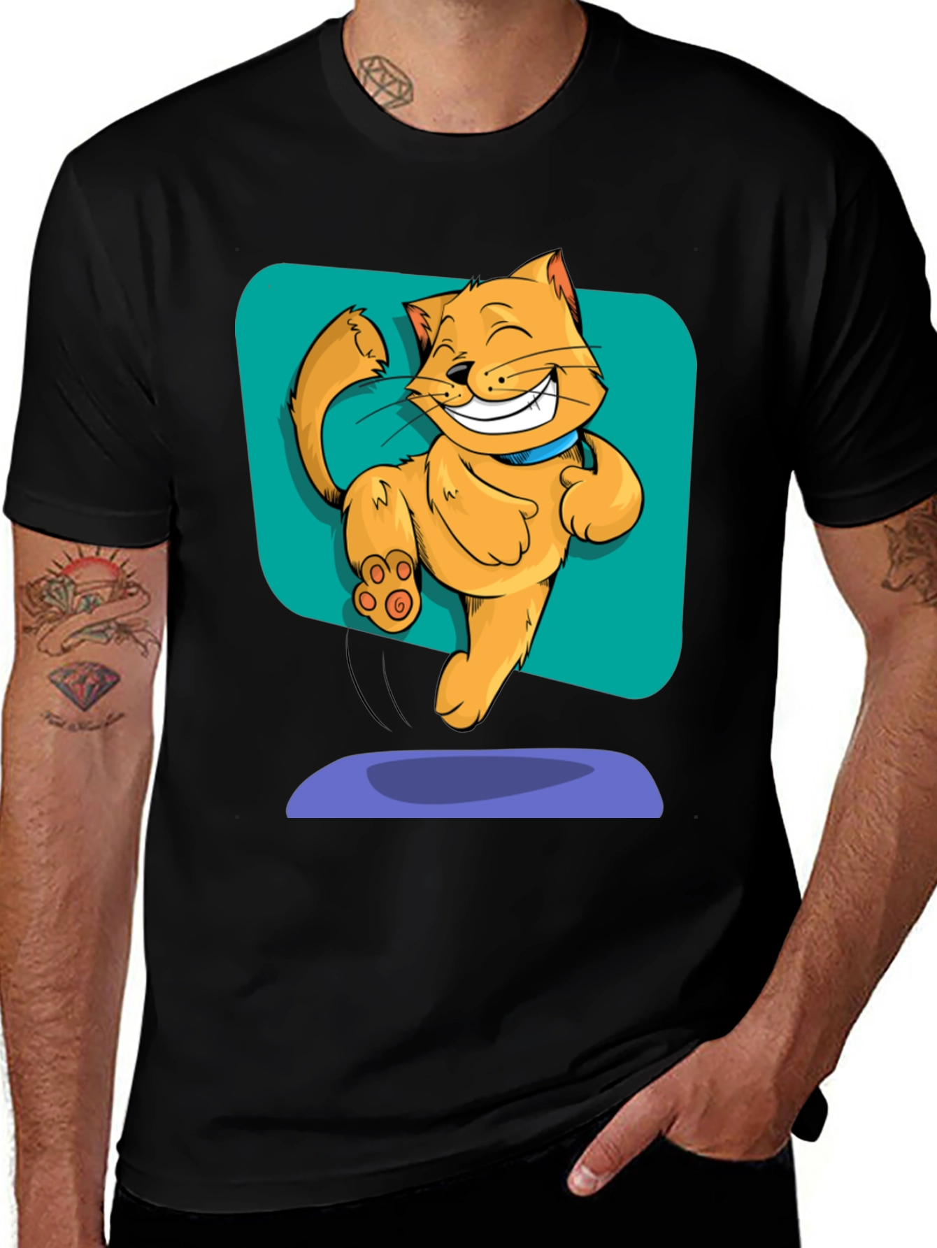 Variant 12 of Funny Cartoon Cat Graphic T-Shirt