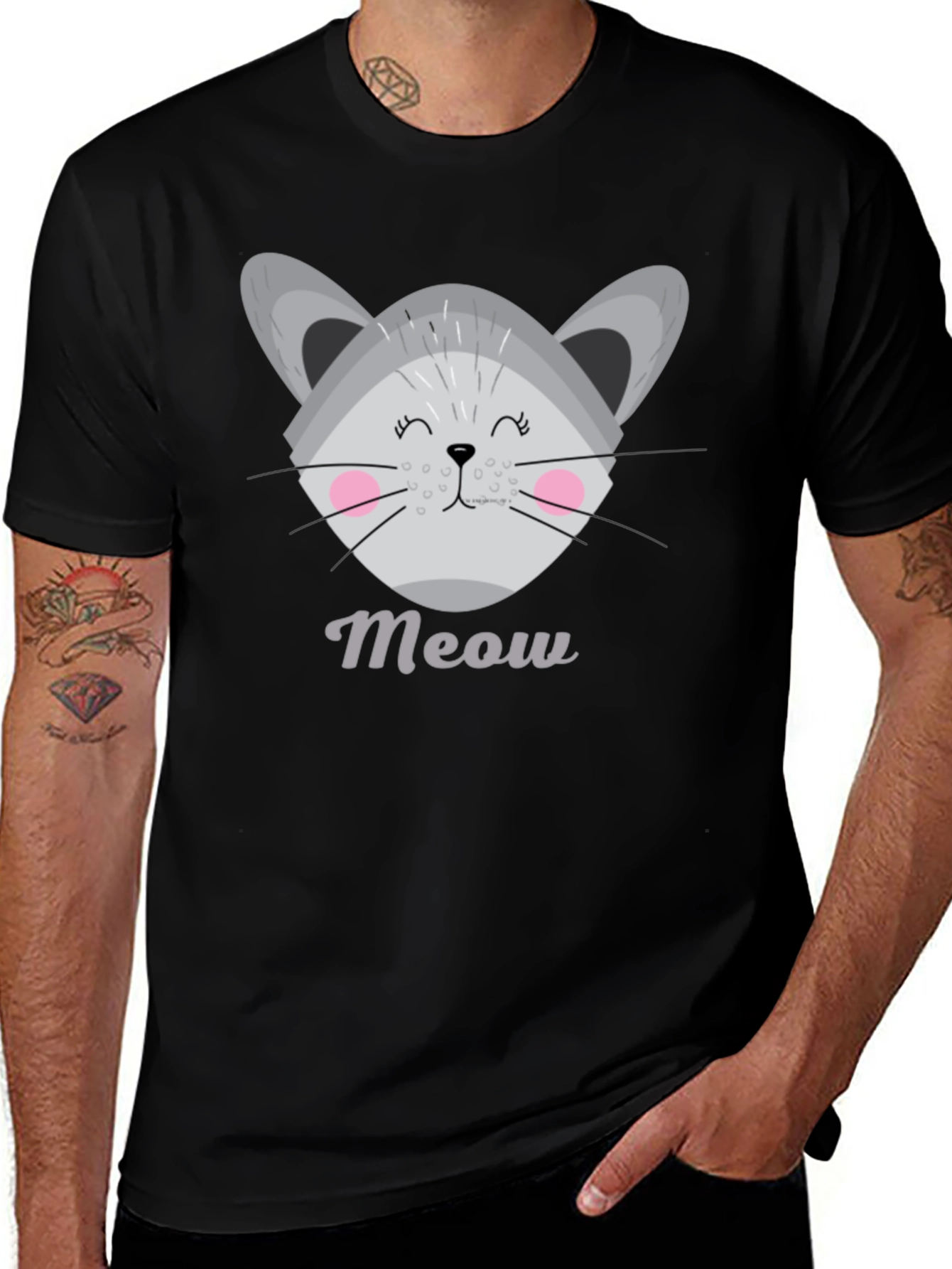 Variant 5 of Cute Meow Cat Graphic T-Shirt