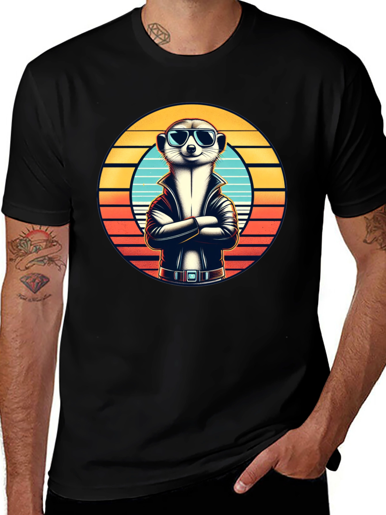 Variant 10 of Cool Meerkat T-Shirt - Retro Style