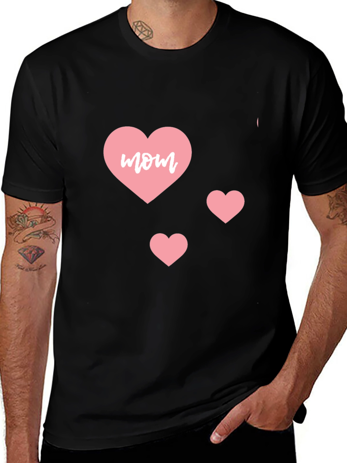 Mom Heart T-Shirt - Black Cotton Tee