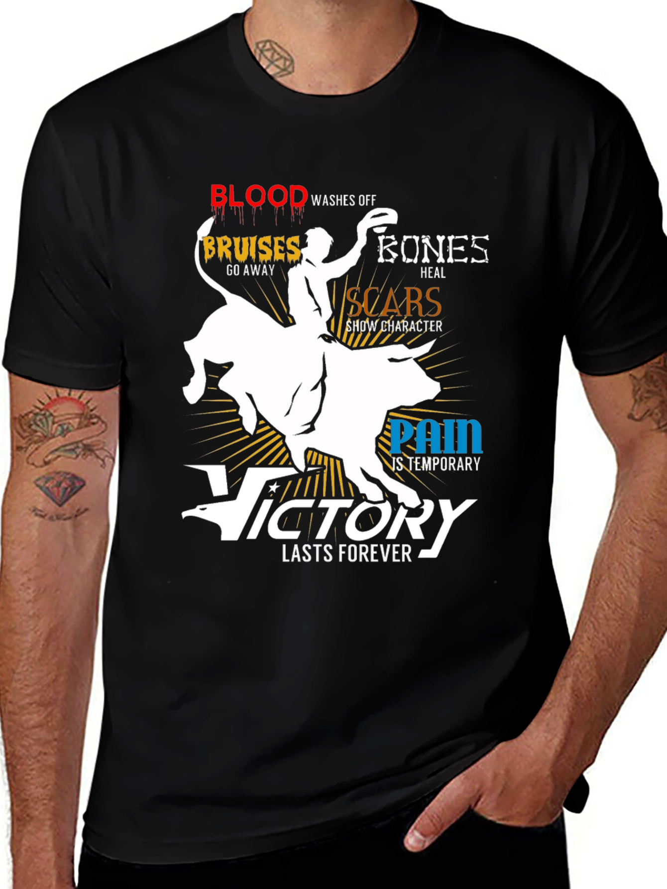 Variant 19 of Rodeo Victory T-Shirt, Bull Rider Graphic Tee