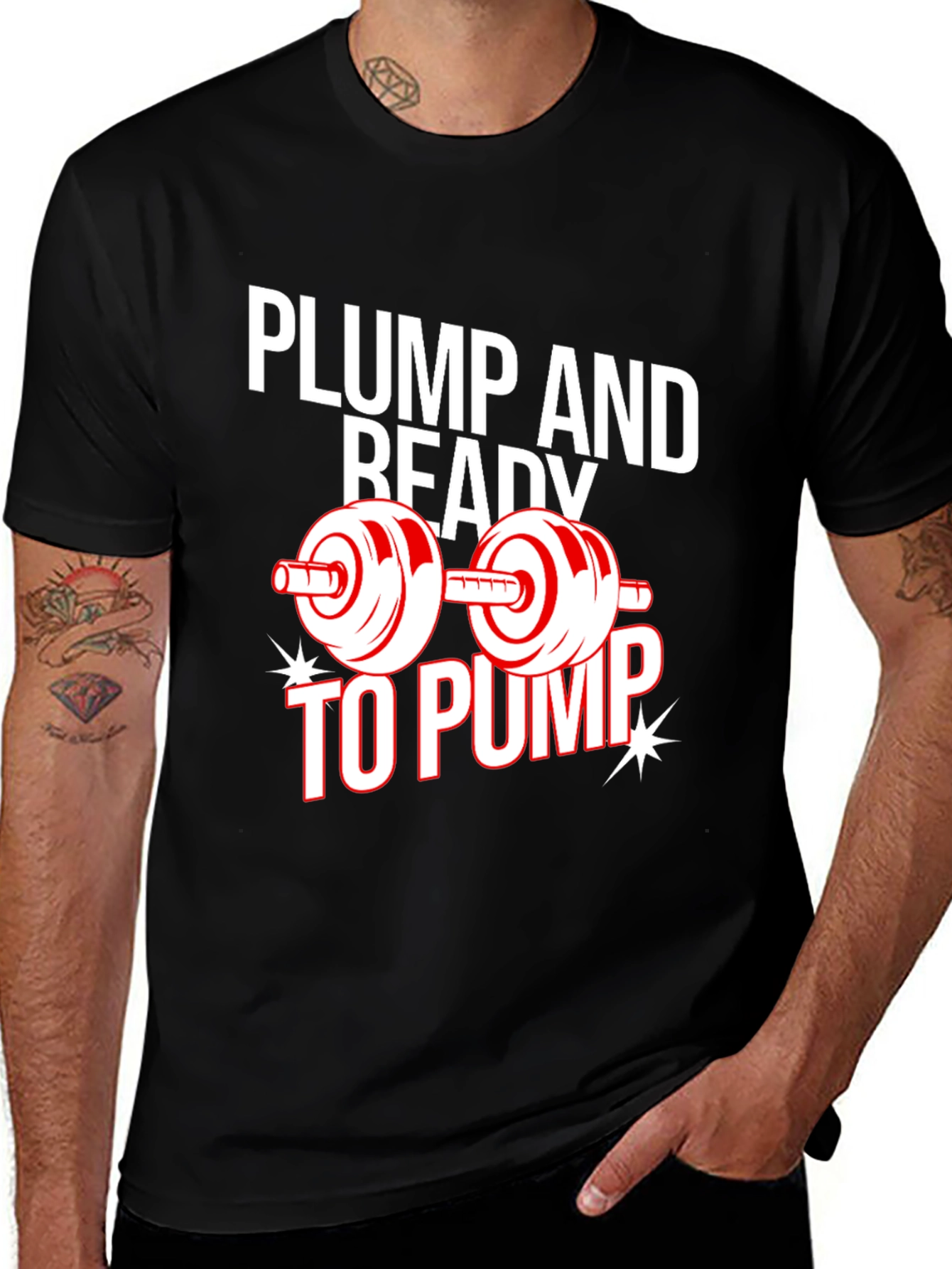 Variant 29 of Plump and Ready to Pump Black Graphic Tee
