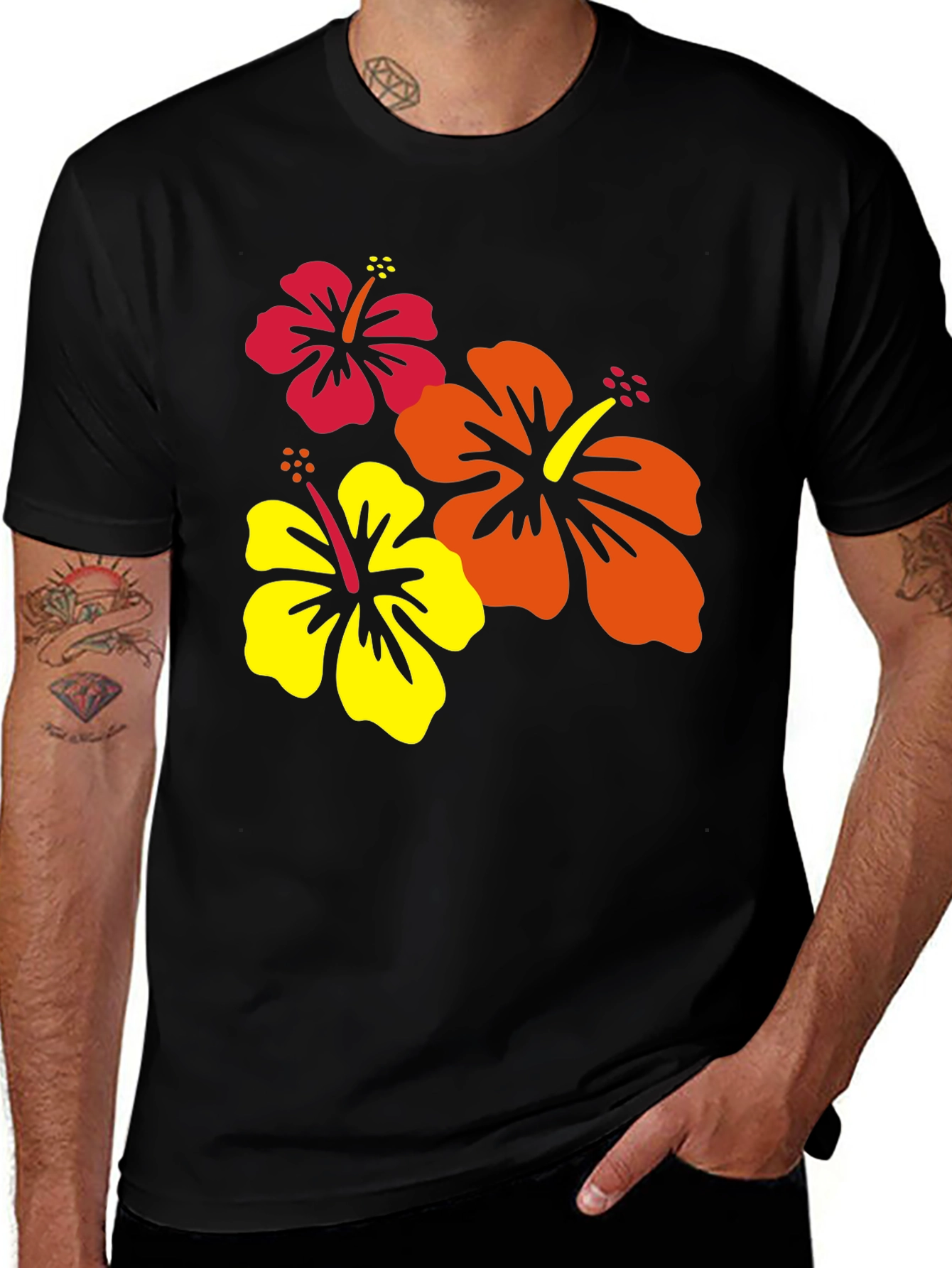 Variant 11 of Tropical Hibiscus Black T-Shirt