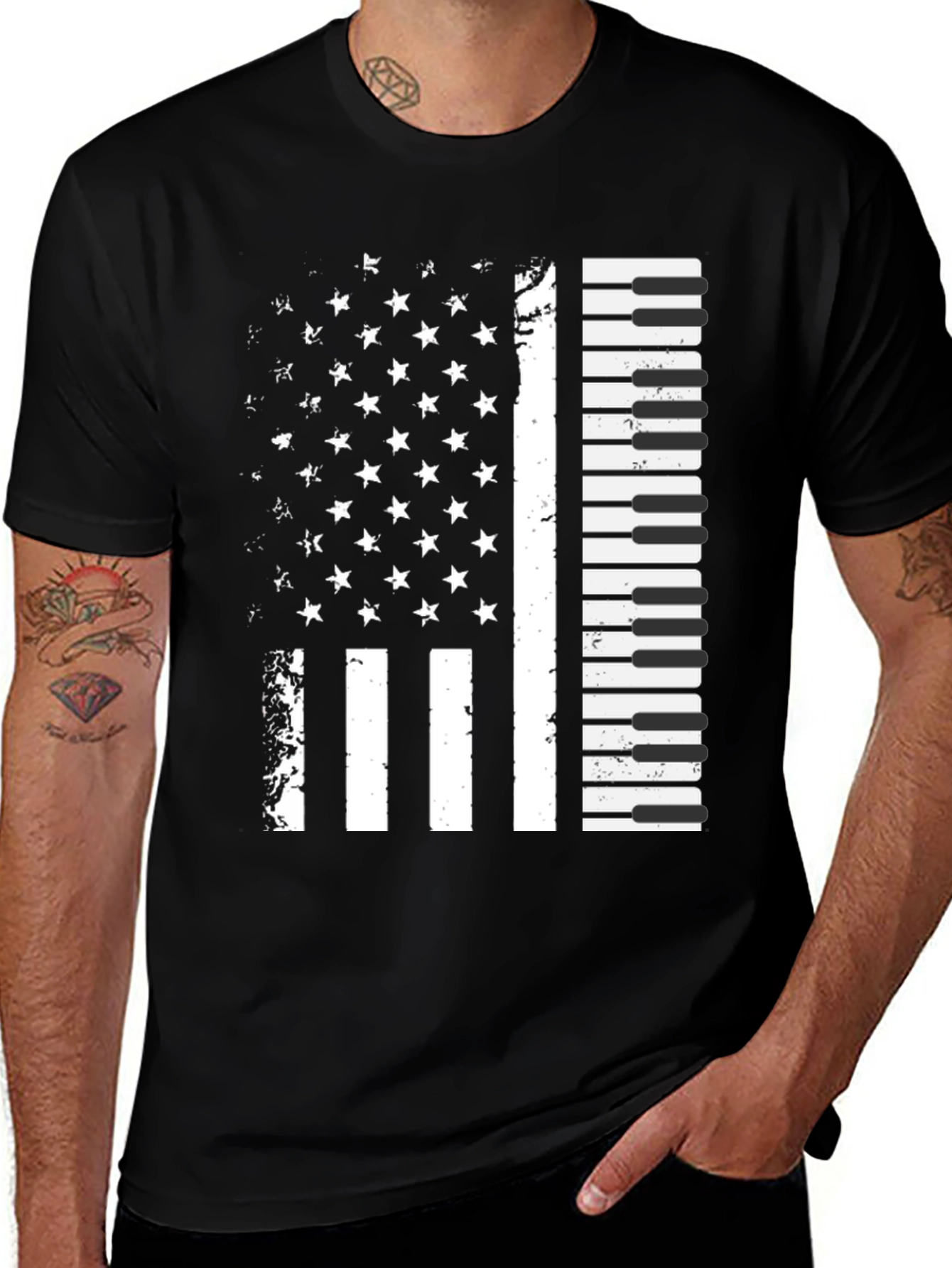 Variant 16 of Piano Flag Graphic T-Shirt