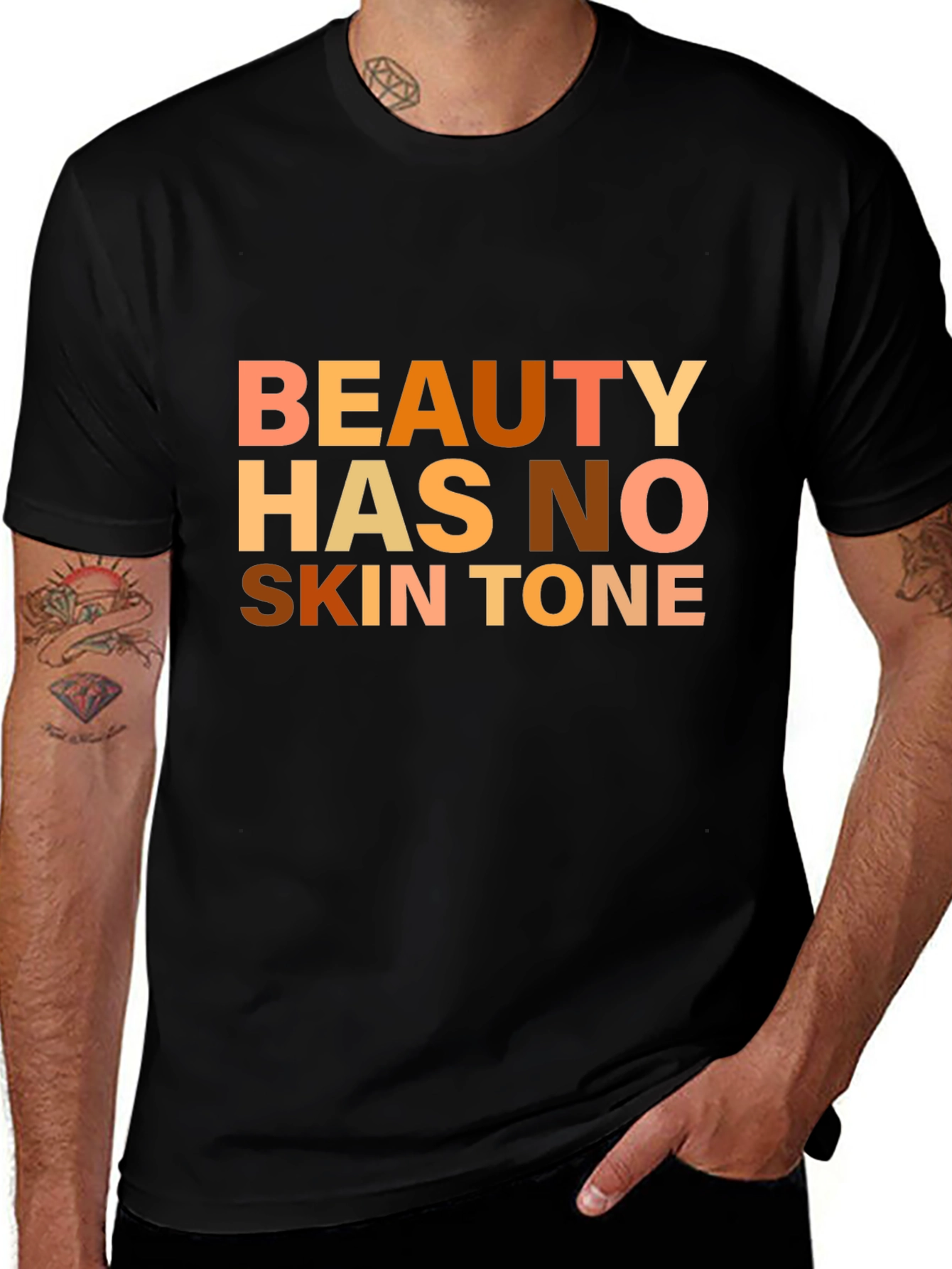 Variant 18 of Beauty Has No Skin Tone Graphic Tee - Black