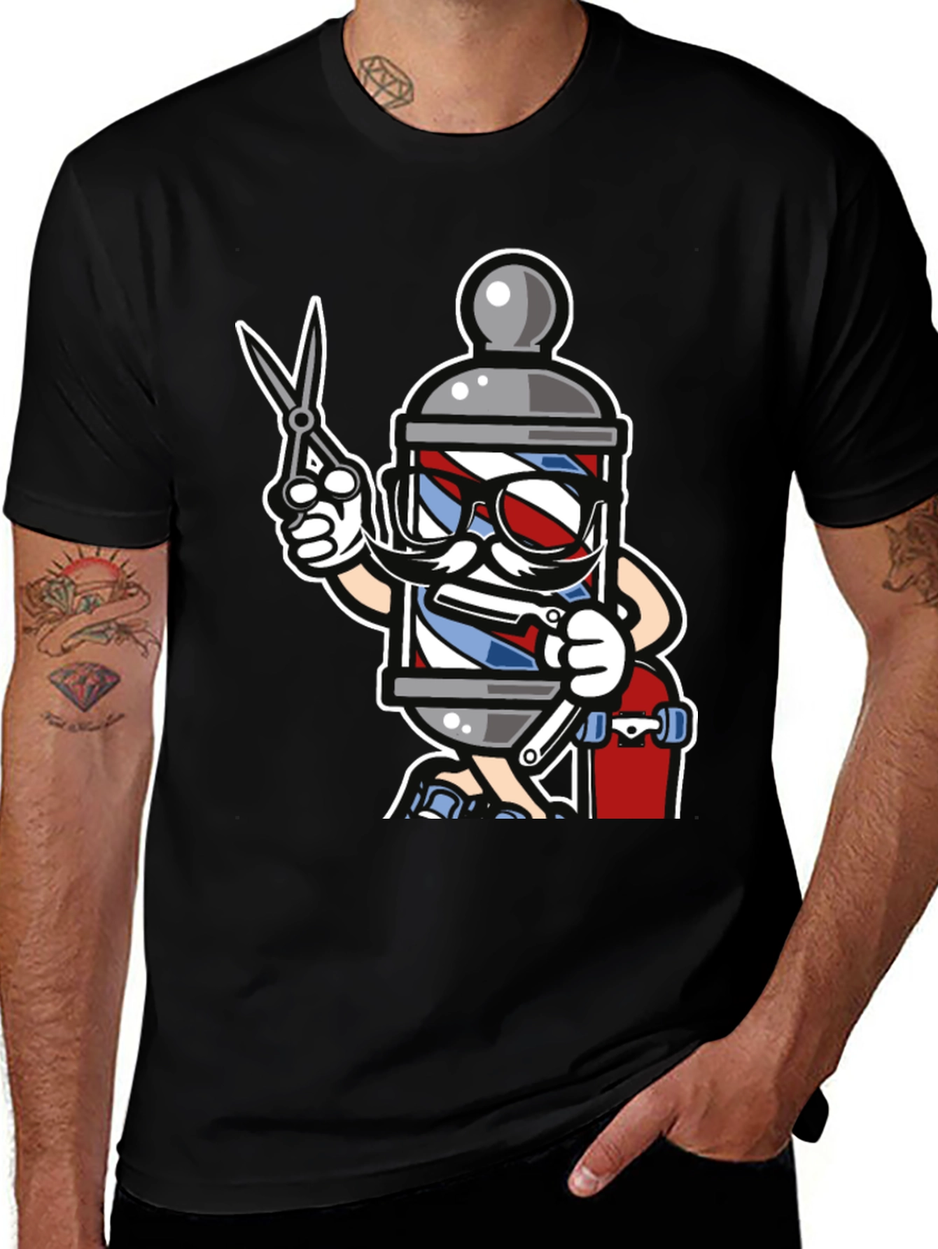 Variant 19 of Barber Pole Skater Graphic Tee