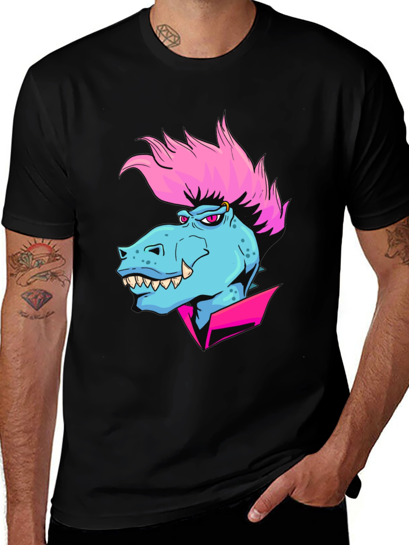 Cartoon Dinosaur Graphic T-Shirt