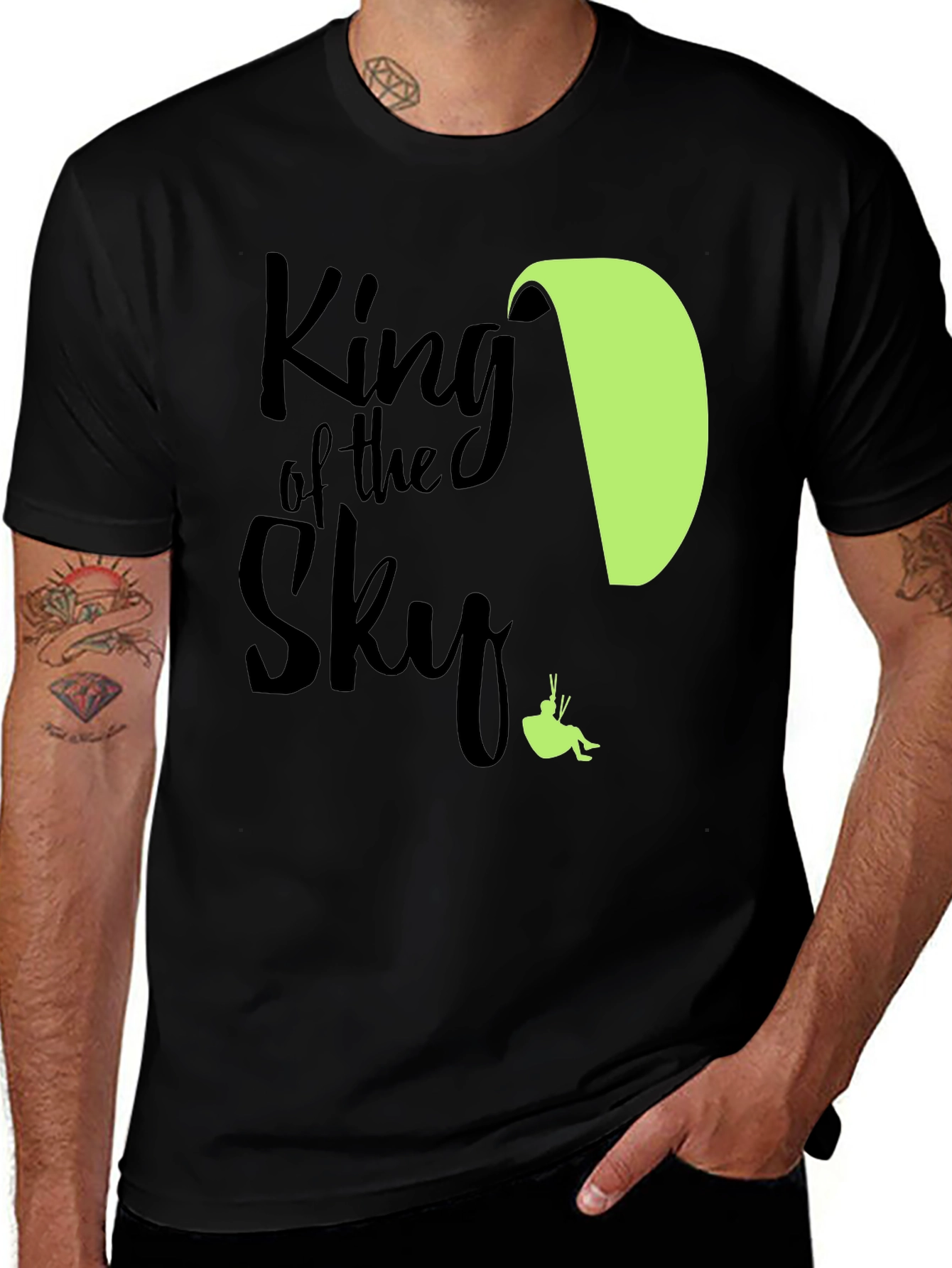 Variant 30 of King of the Sky Paragliding T-Shirt - Black