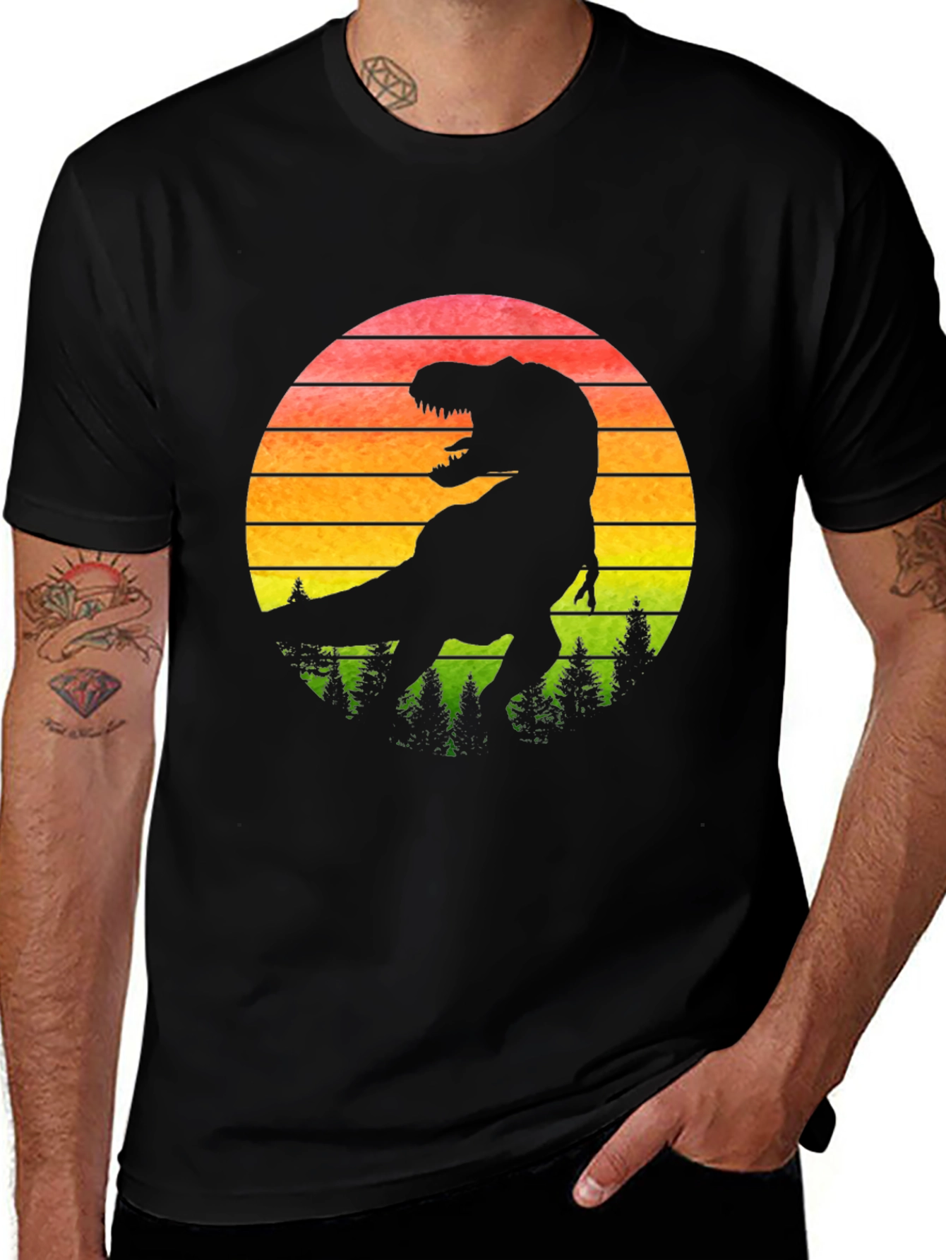 T-Rex Sunset Graphic Tee - Black
