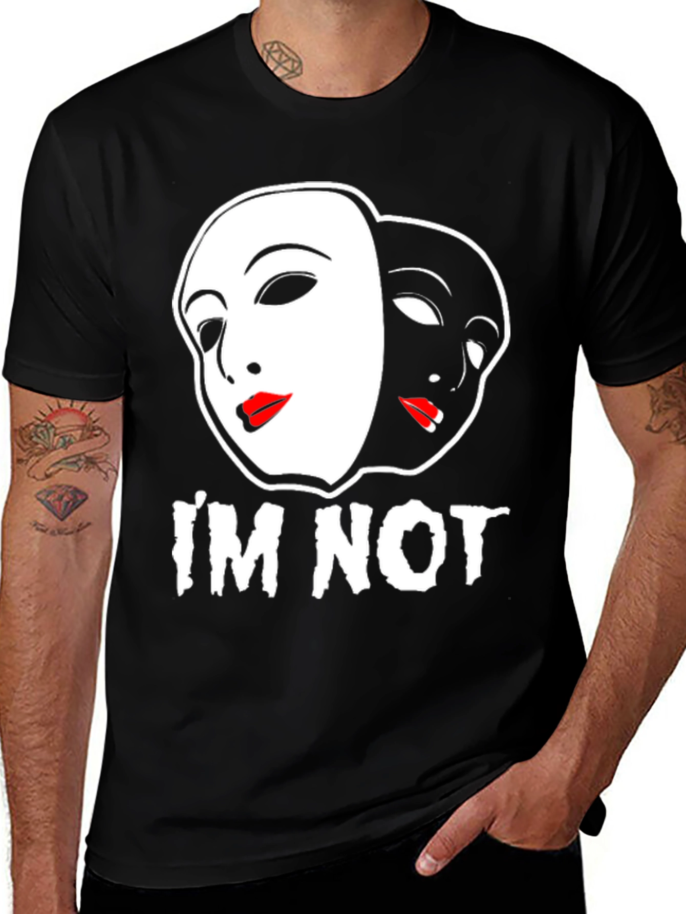 Variant 10 of I'm Not Black T-Shirt - Theater Mask Design