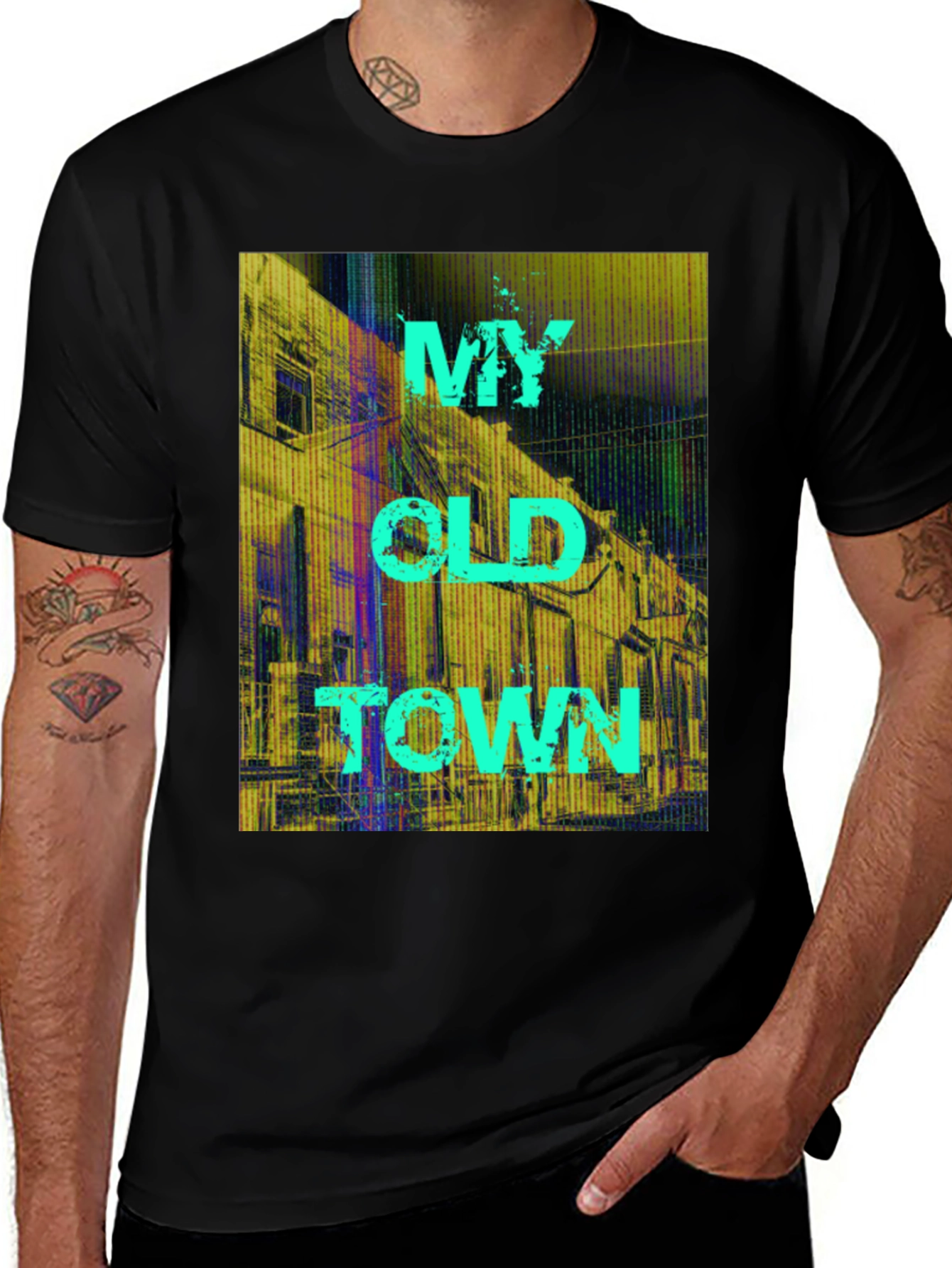 Variant 15 of My Old Town Graphic Tee - Urban Style Black T-Shirt