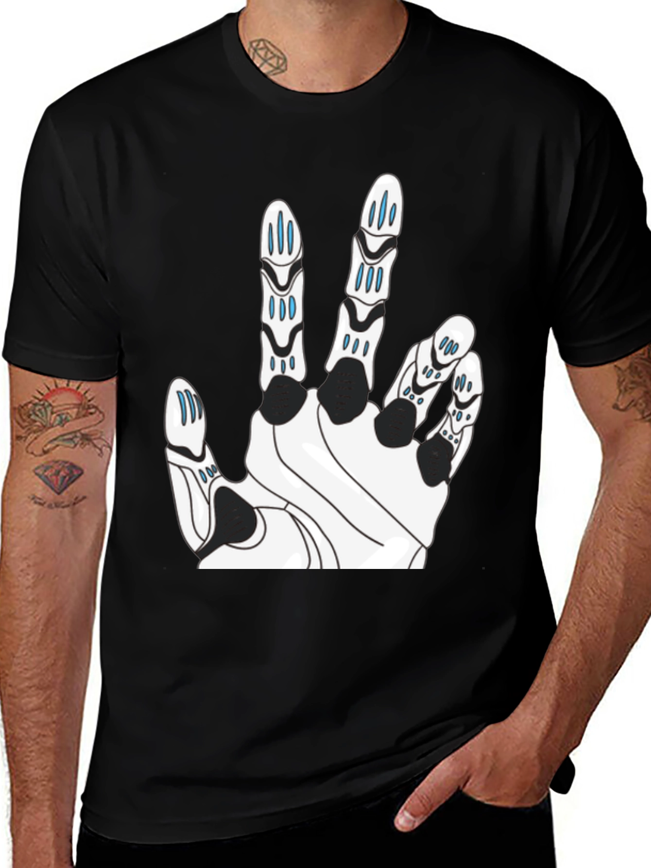 Variant 29 of Tech Hand Graphic T-Shirt - Black Cotton Blend