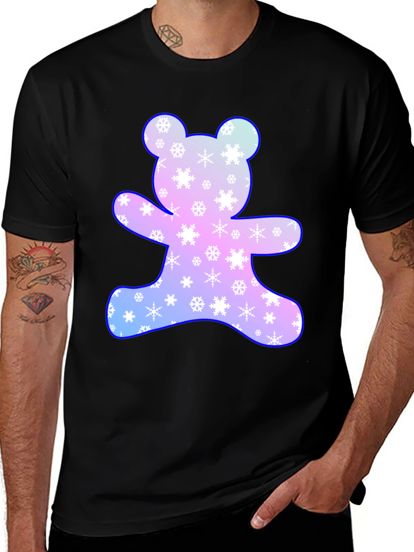 Variant 25 of Dancing Bear Snowflake Graphic Tee - Black