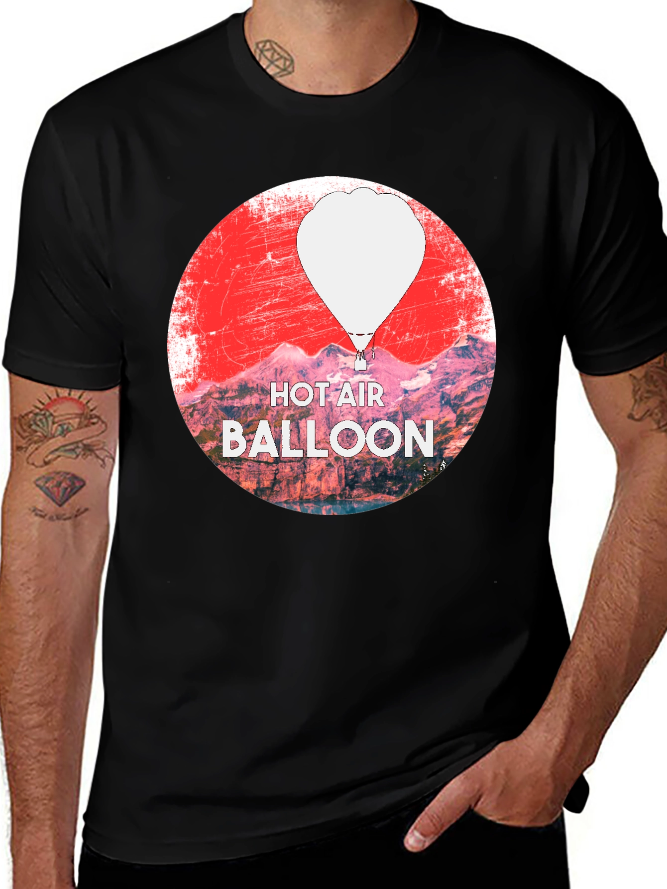 Variant 29 of Hot Air Balloon Graphic Tee - Black