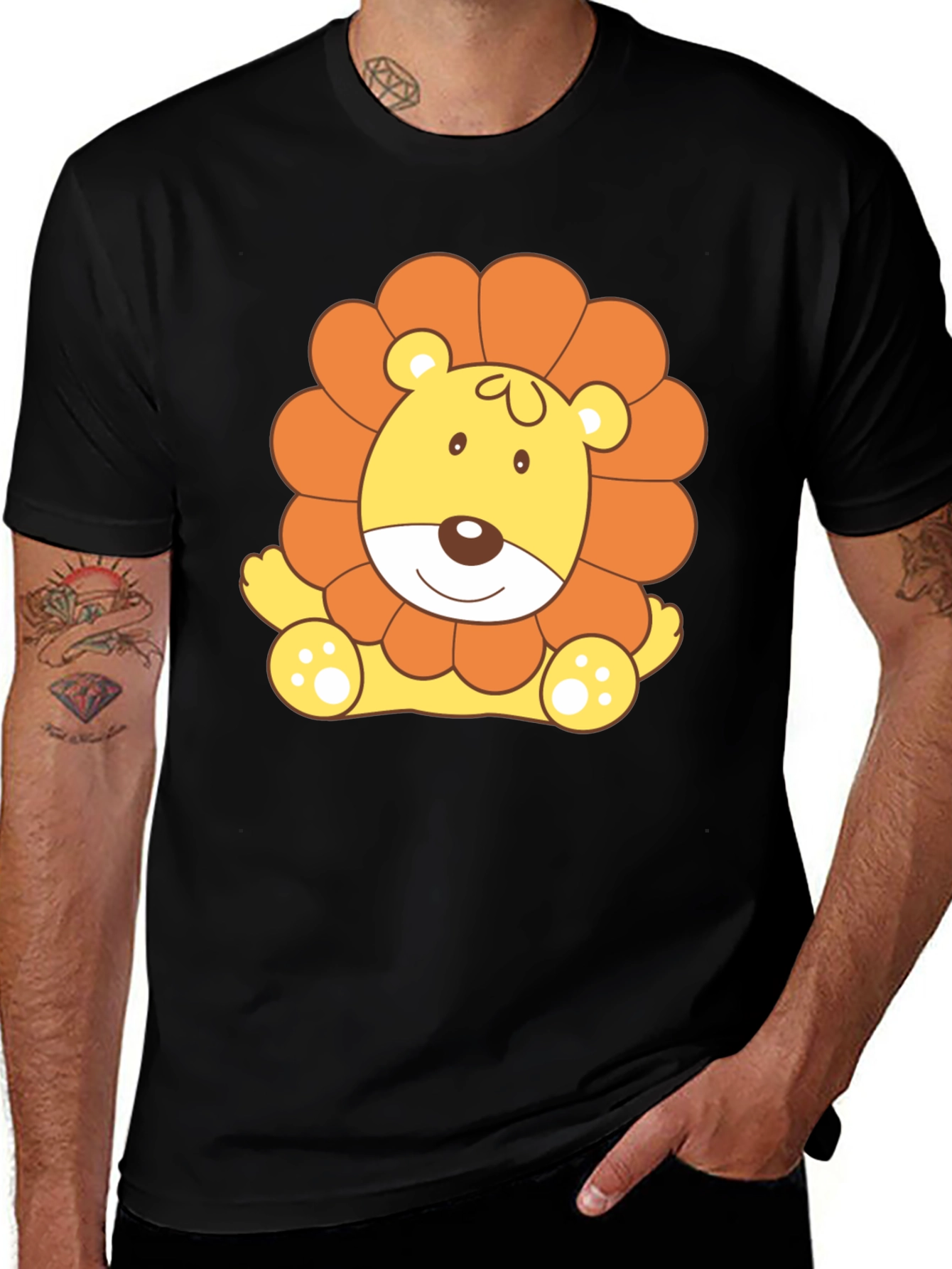 Variant 6 of Cute Lion Graphic Tee - Black T-Shirt