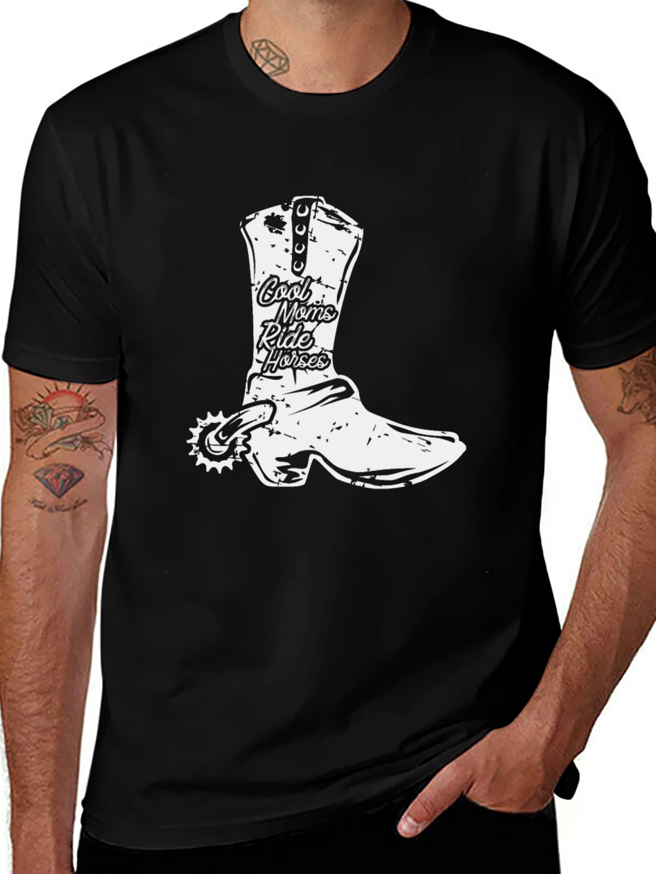 Variant 25 of Cool Moms Ride Horses Cowboy Boot T-Shirt