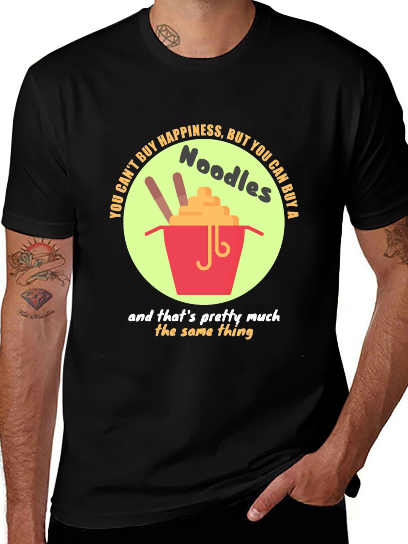Noodles Happiness T-Shirt - Funny Foodie Tee