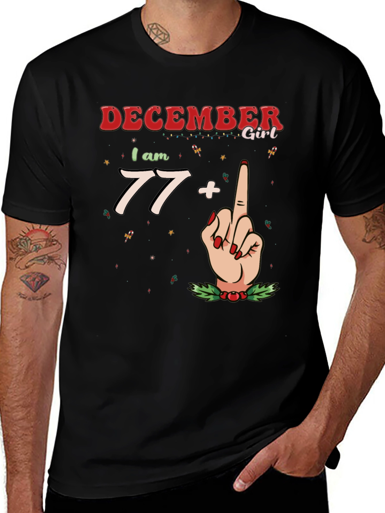 December Girl 77+ Middle Finger Graphic Tee