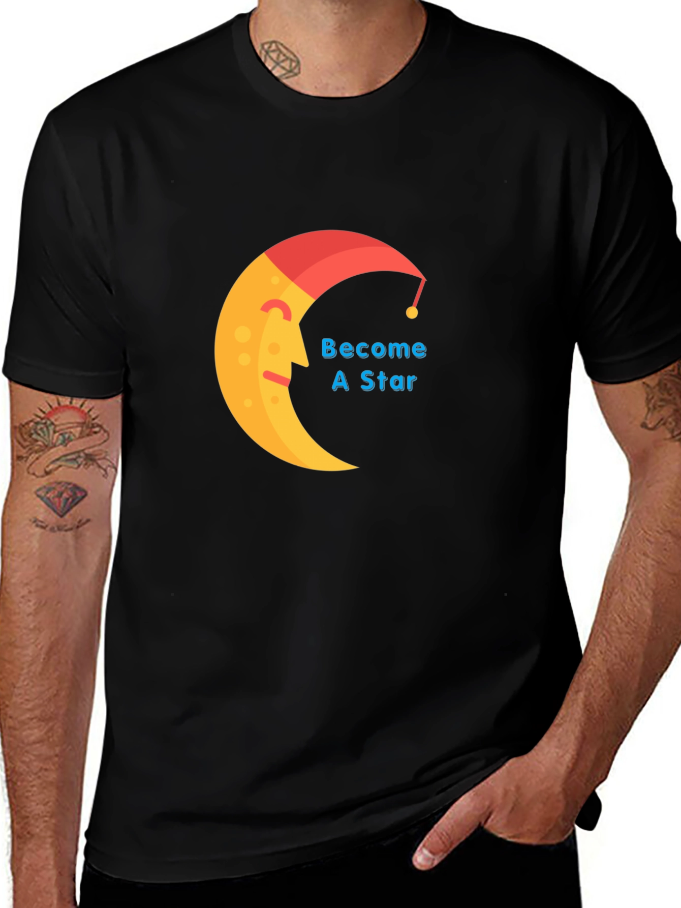 Variant 9 of Become a Star Black T-Shirt, Moon Print