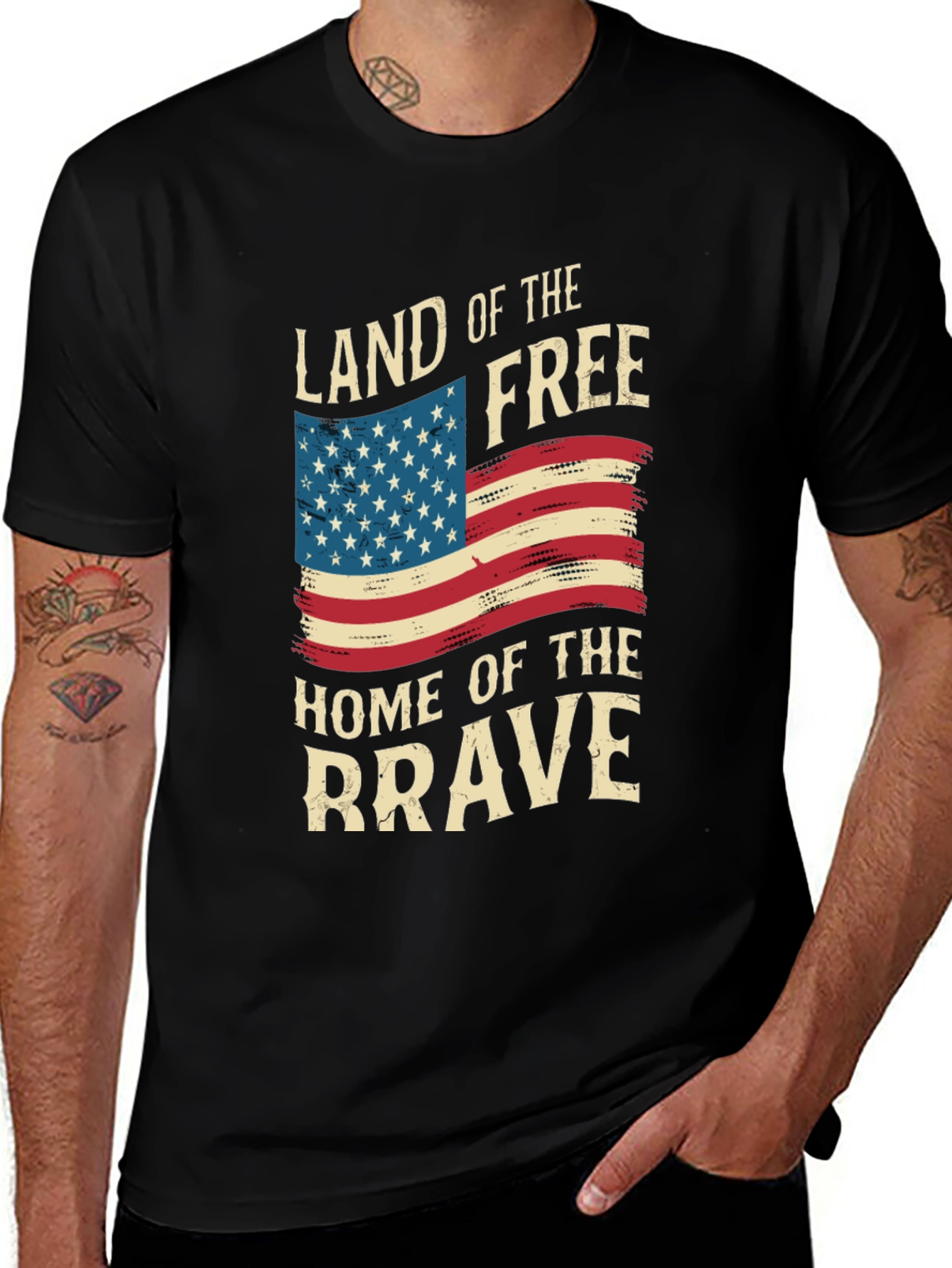 Variant 4 of Land of Free Patriotic USA Flag T-Shirt
