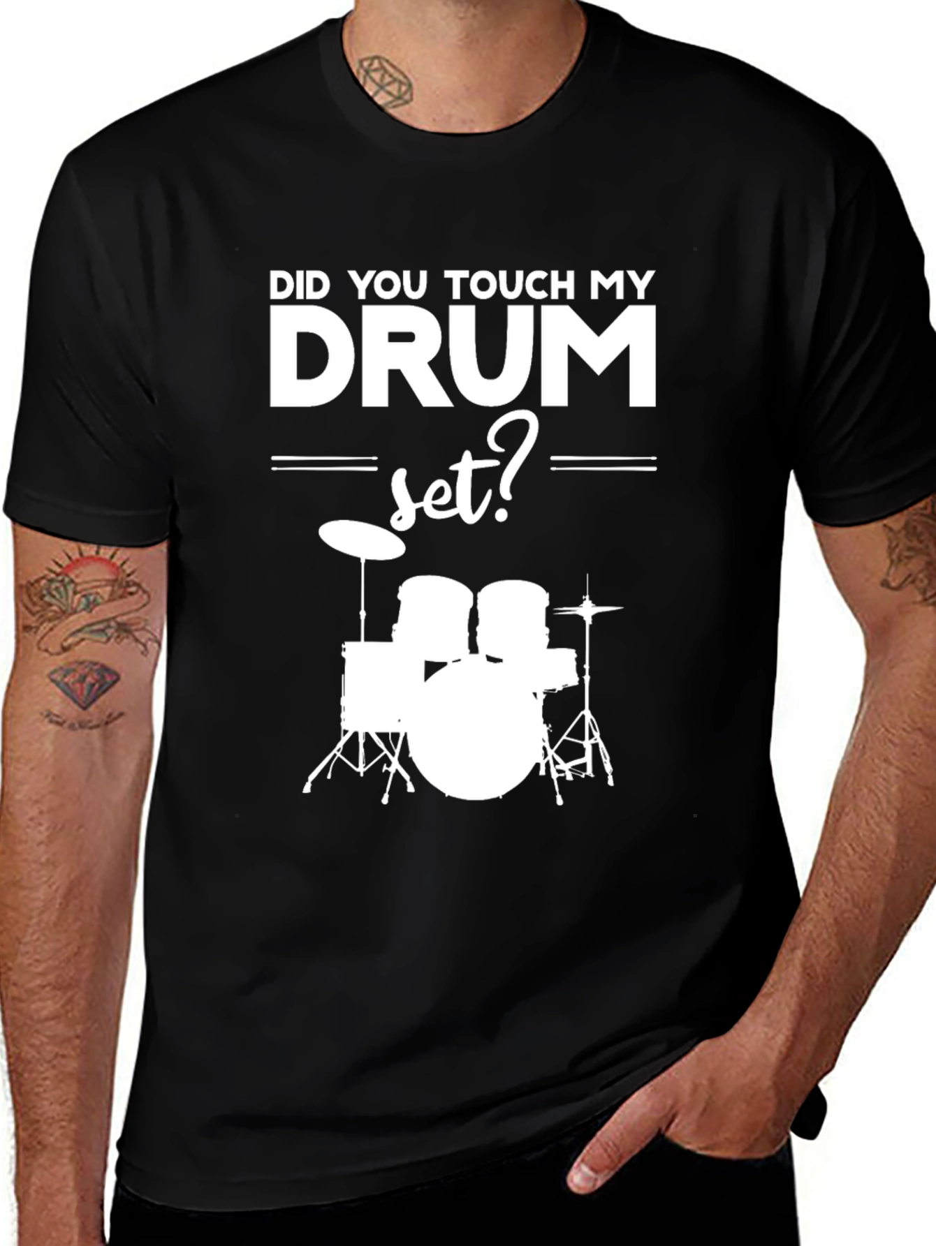 Variant 29 of Drum Set Graphic T-Shirt - Musician's Humor Tee