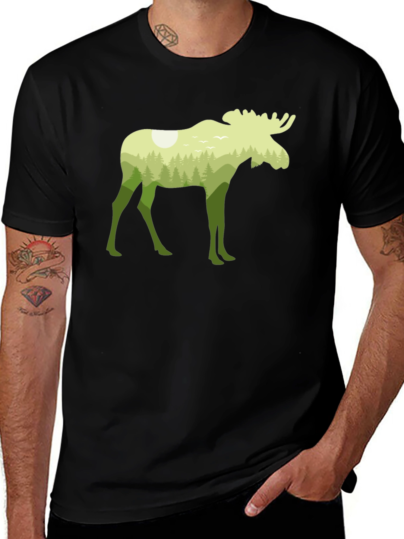 Variant 27 of Nature Moose Graphic Tee - Black